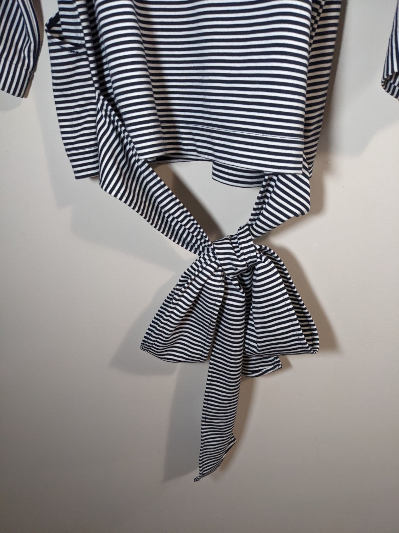Contemporaine Striped Faux Wrap Blouse - L