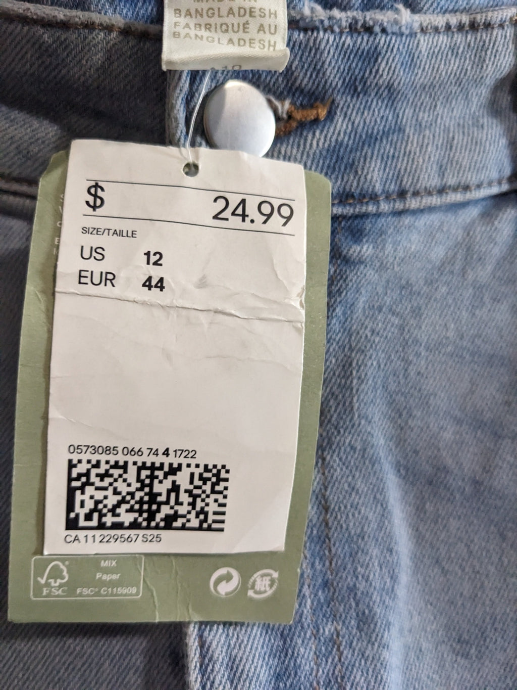 NWT H&M Light wash Jeans - sz 12