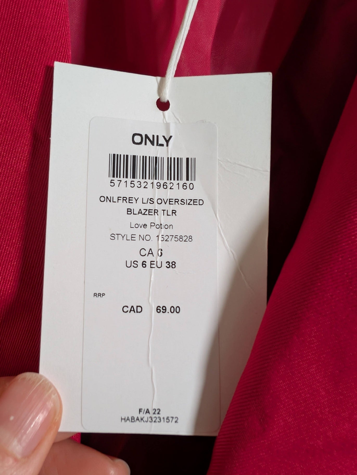 ONLY love potion oversize blazer - SZ 6