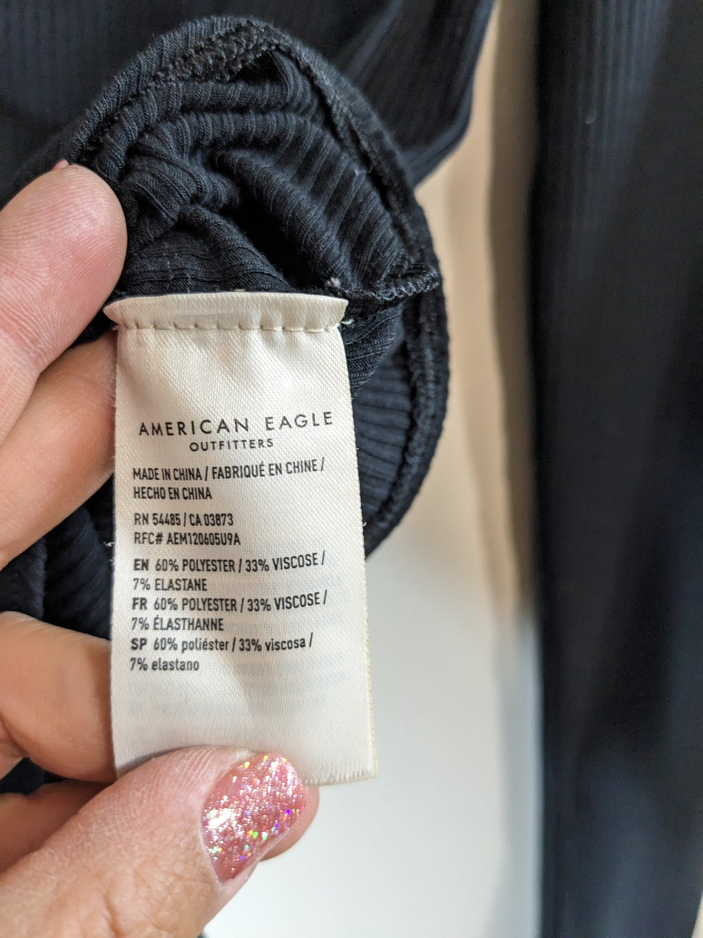 American Eagle Black Long Sleeve Bodysuit - S