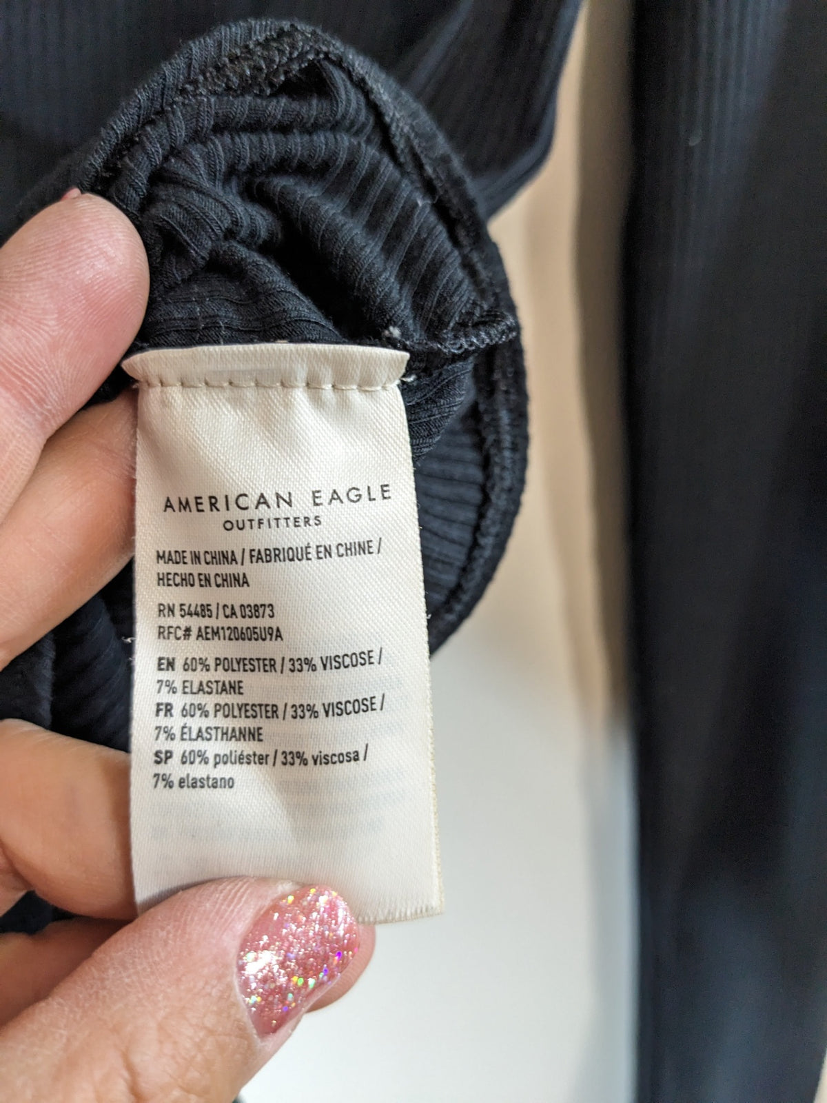 American Eagle Black Long Sleeve Bodysuit - S