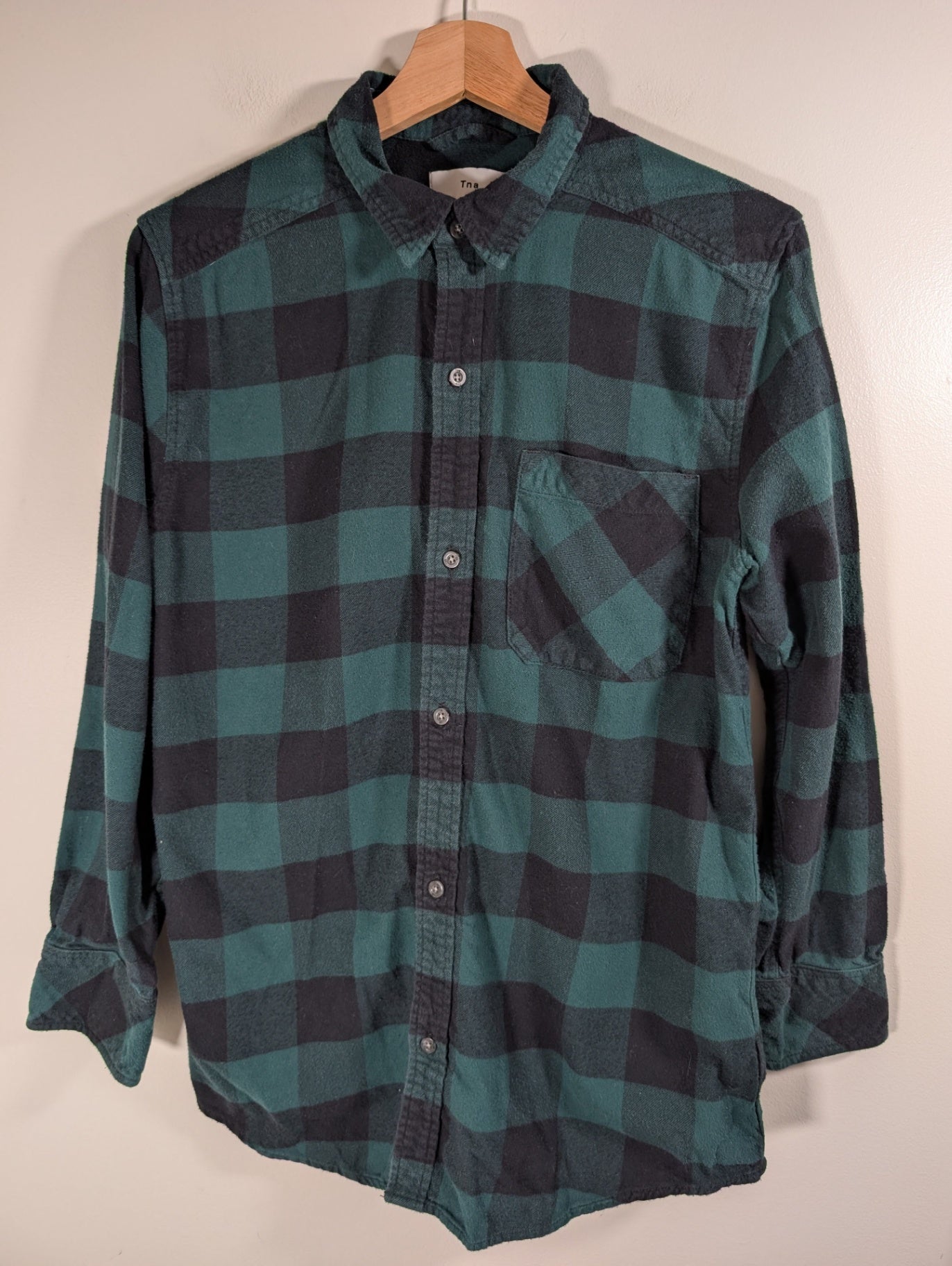 TNA green plaid button down - Medium