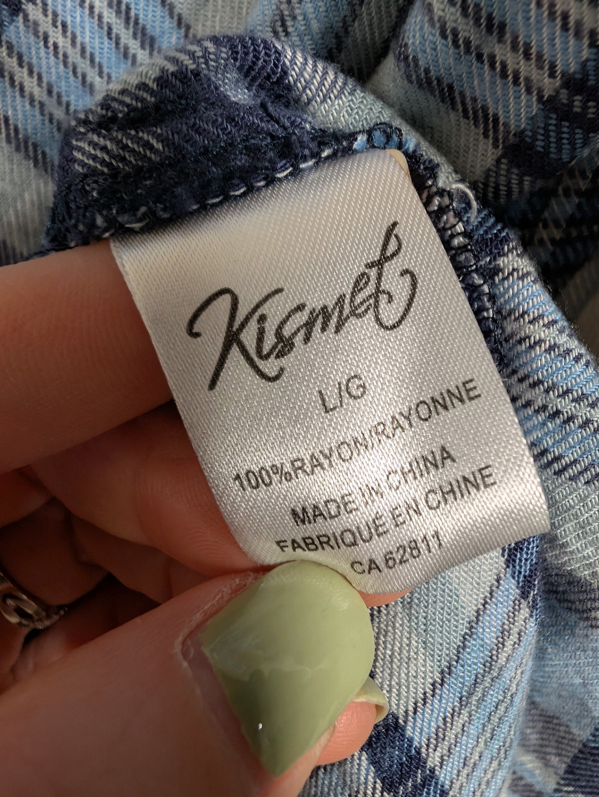 Kismet blue plaid button down - Large