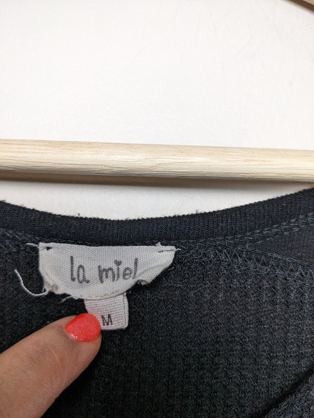 la miel waffle knit long sleeve - M
