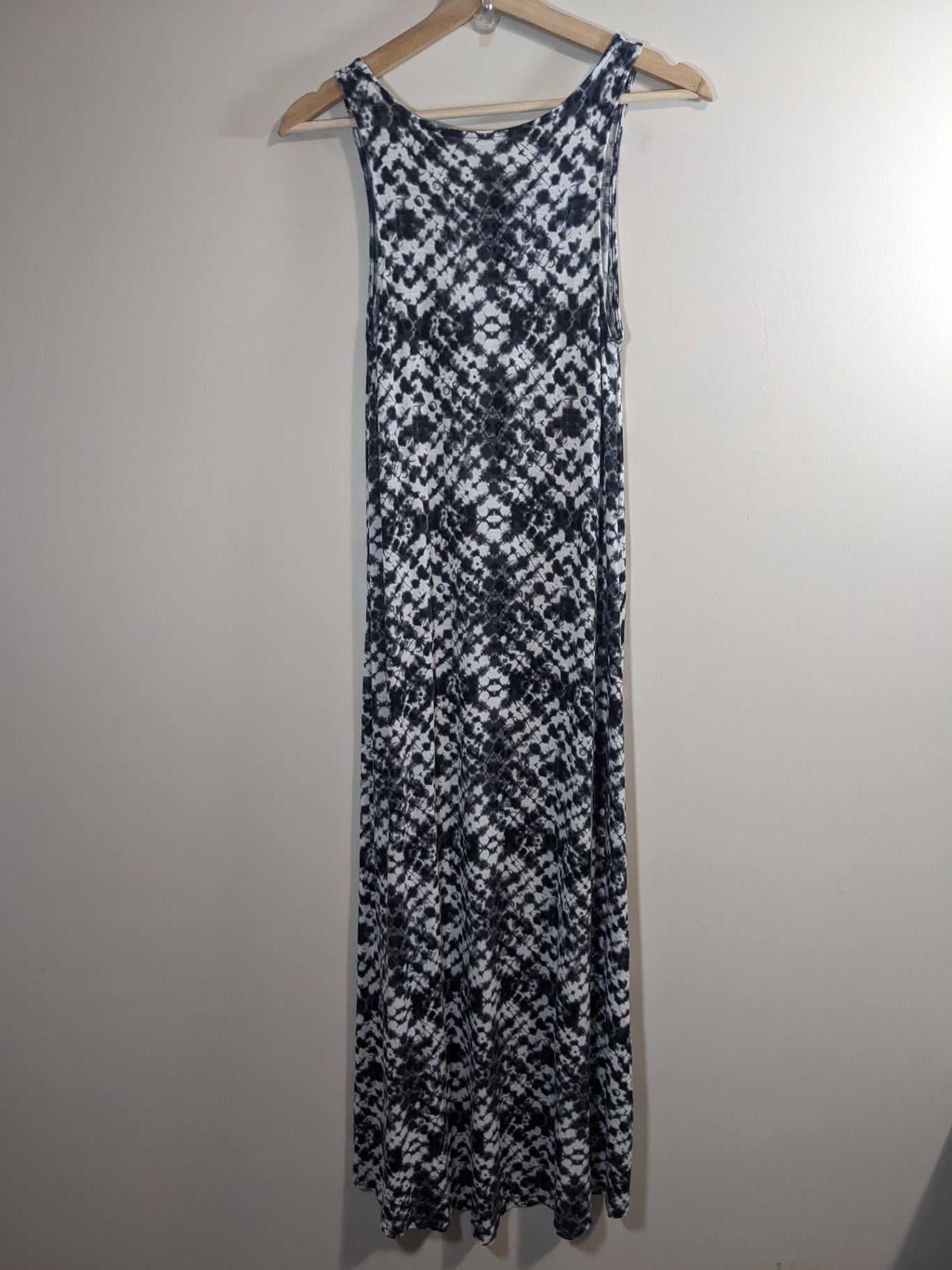 George Black & White Pattern High Low Dress - S