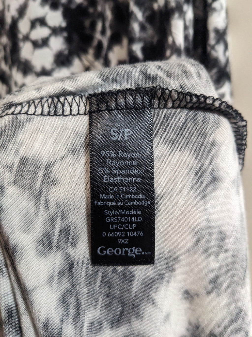 George Black & White Pattern High Low Dress - S
