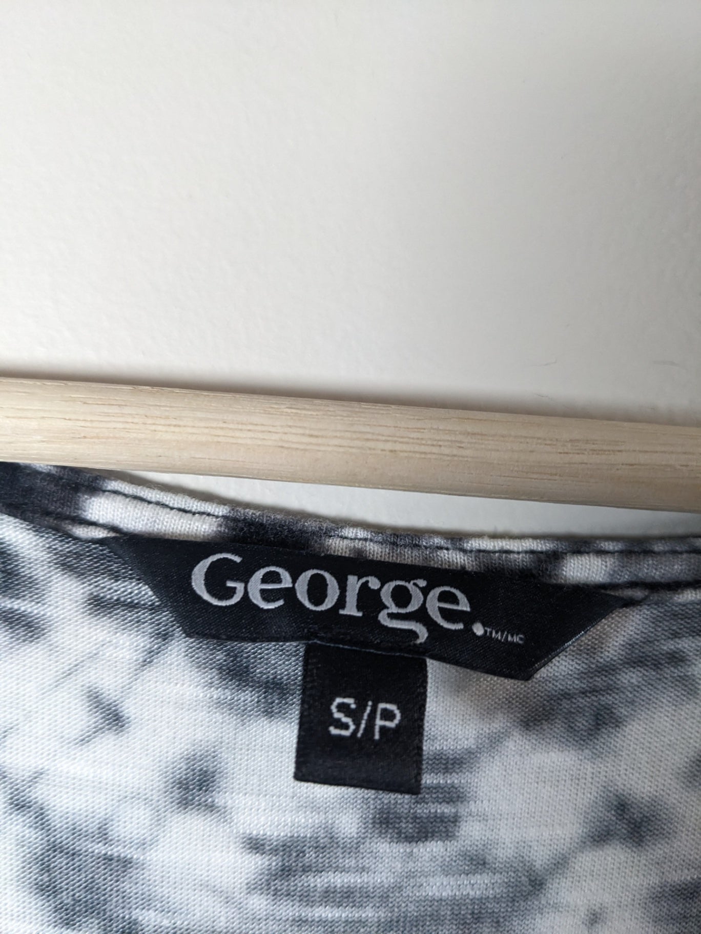 George Black & White Pattern High Low Dress - S