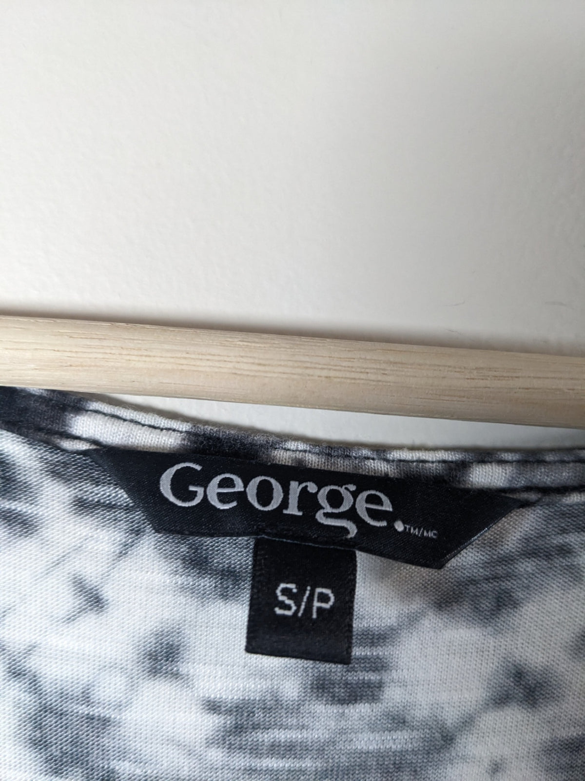 George Black & White Pattern High Low Dress - S