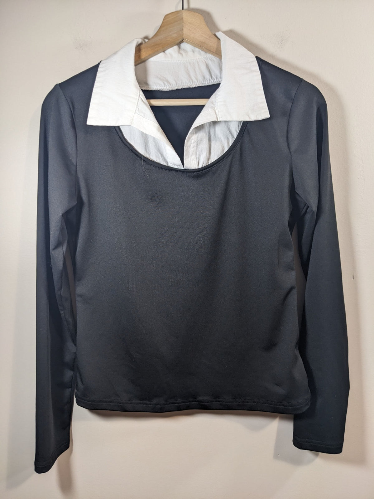 Black Long Sleeve with Collared Shirt - M