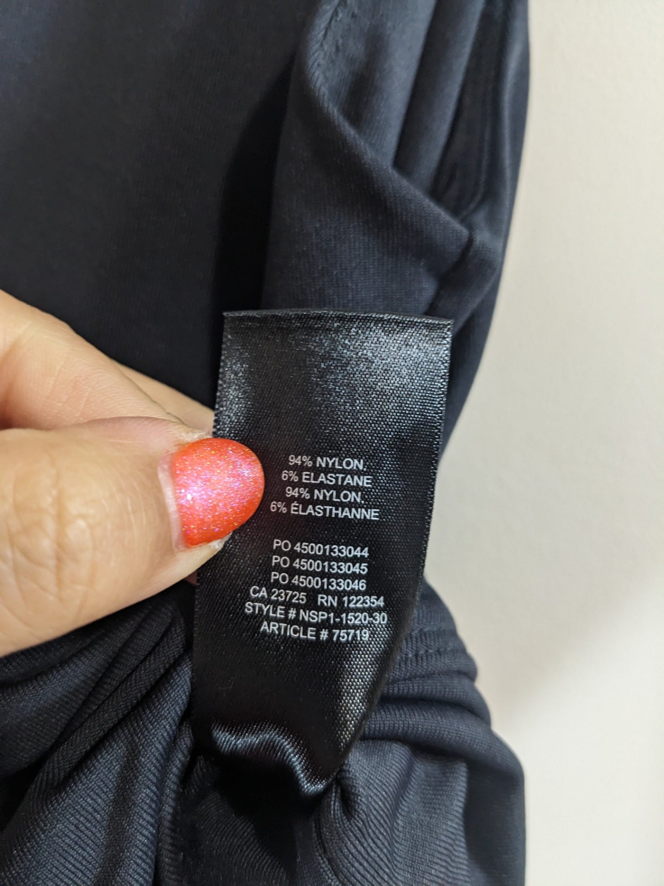 BABATON Black V-neck Bodysuit - S
