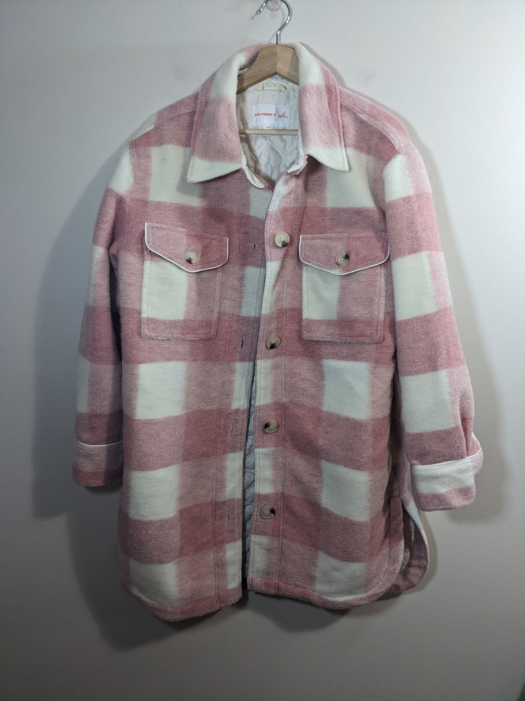 Joe Fresh Jillian Harris Pink Plaid Shacket - L