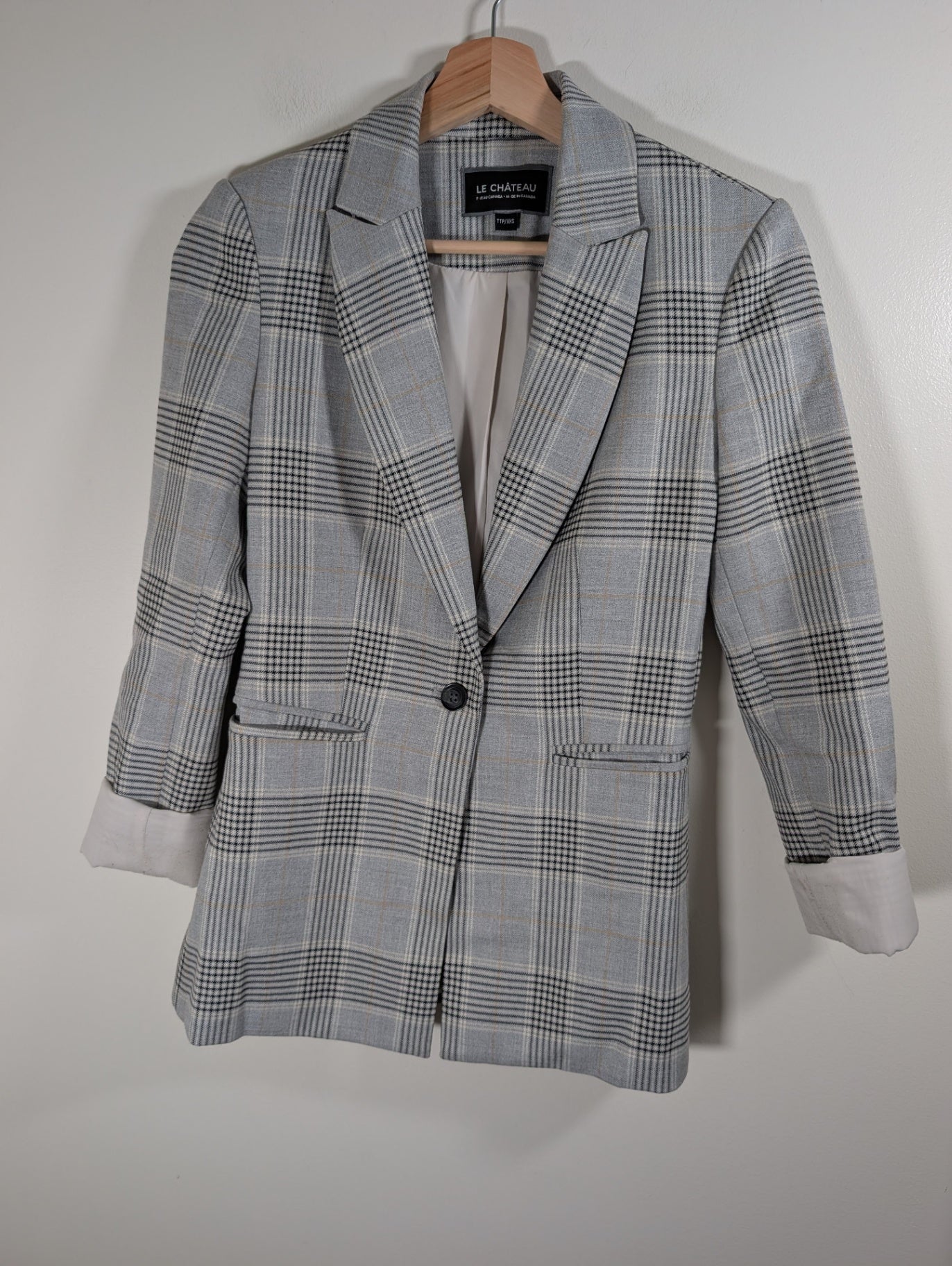 Le Château grey plaid blazer - 2XS