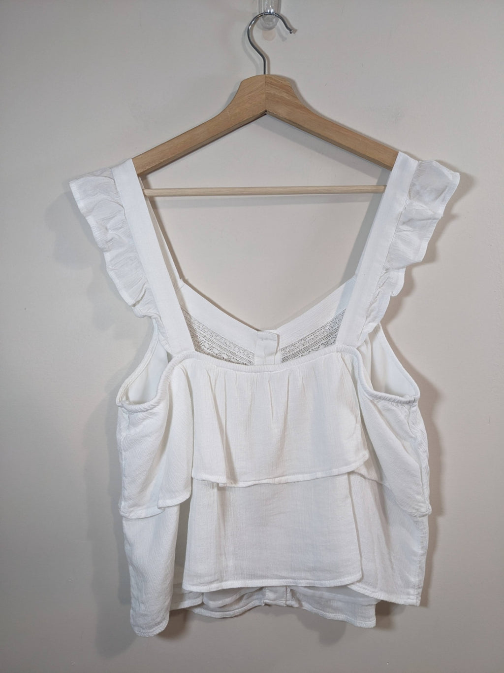 American Eagle White Tiered Tank - L