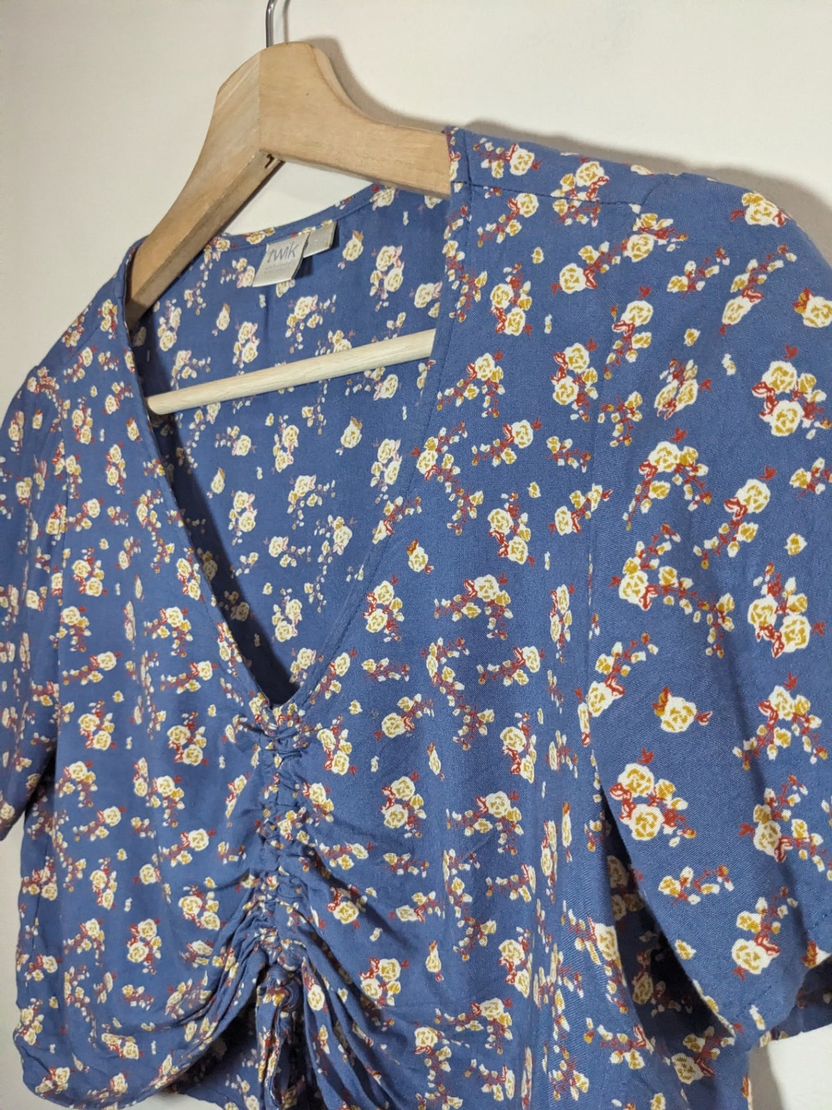 Twik Blue Floral Crop Shirt - XS
