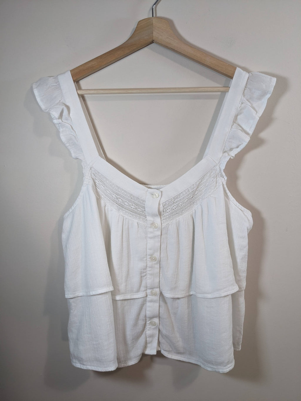 American Eagle White Tiered Tank - L