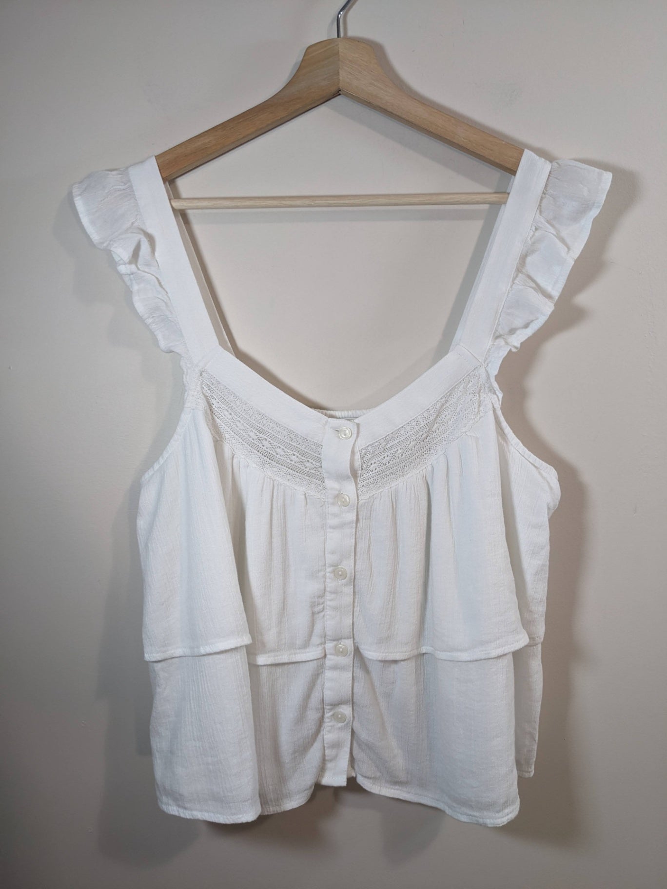 American Eagle White Tiered Tank - L
