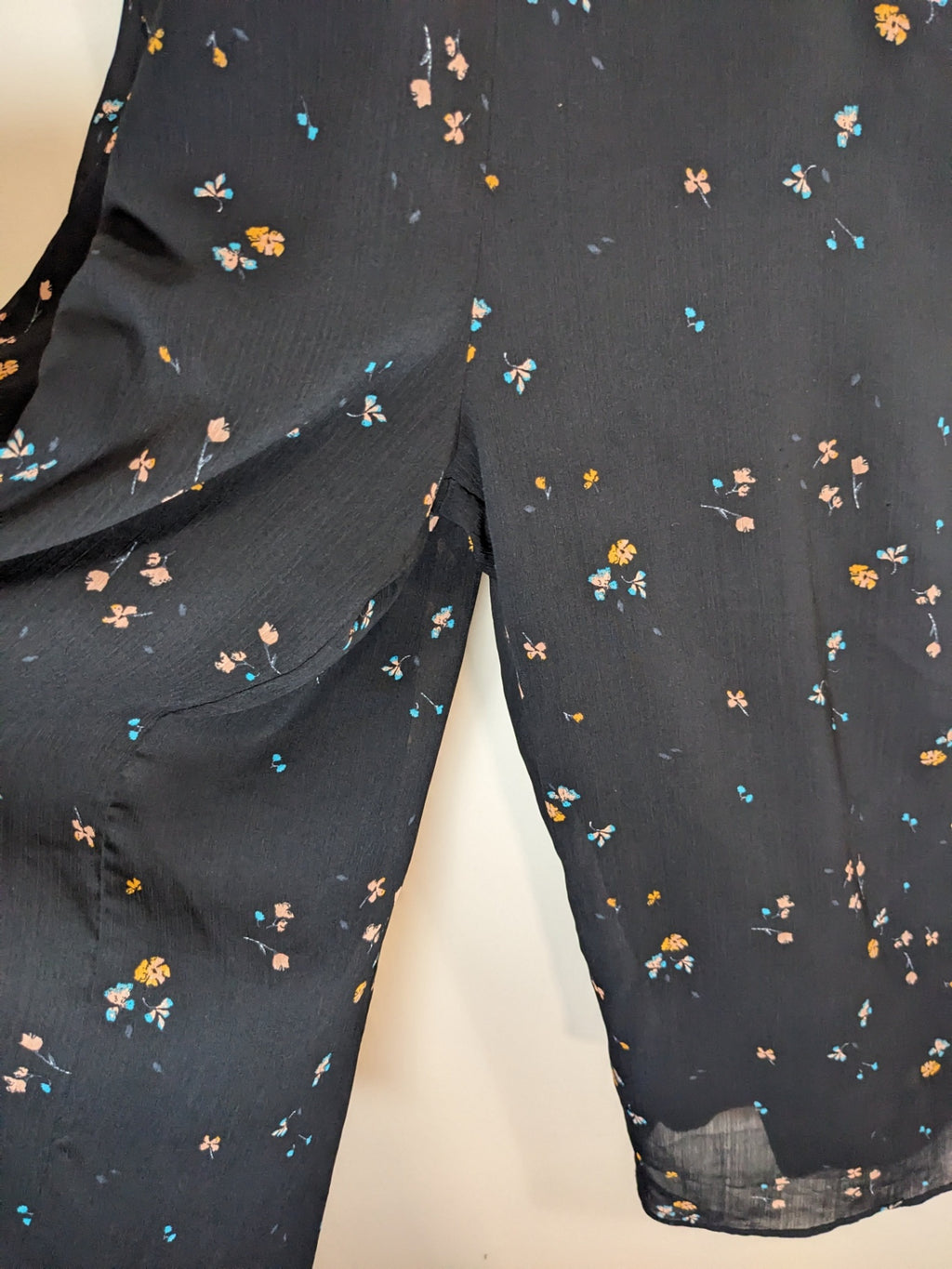 Gentle Fawn Black with Florals Jumpsuit - sz 8