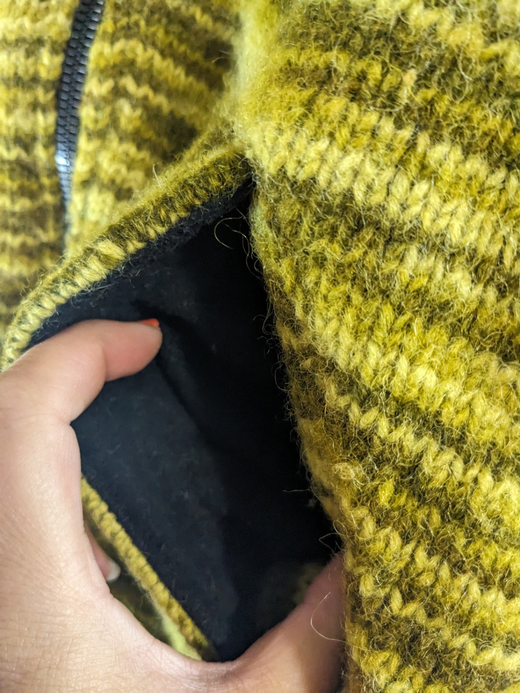 Green Wool Zip Up - L