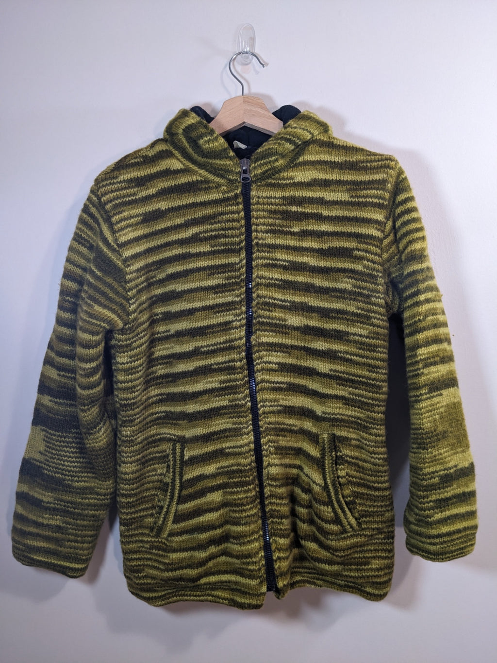 Green Wool Zip Up - L