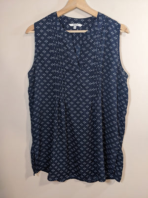 Alfred Sung Navy Patterned Blouse - L