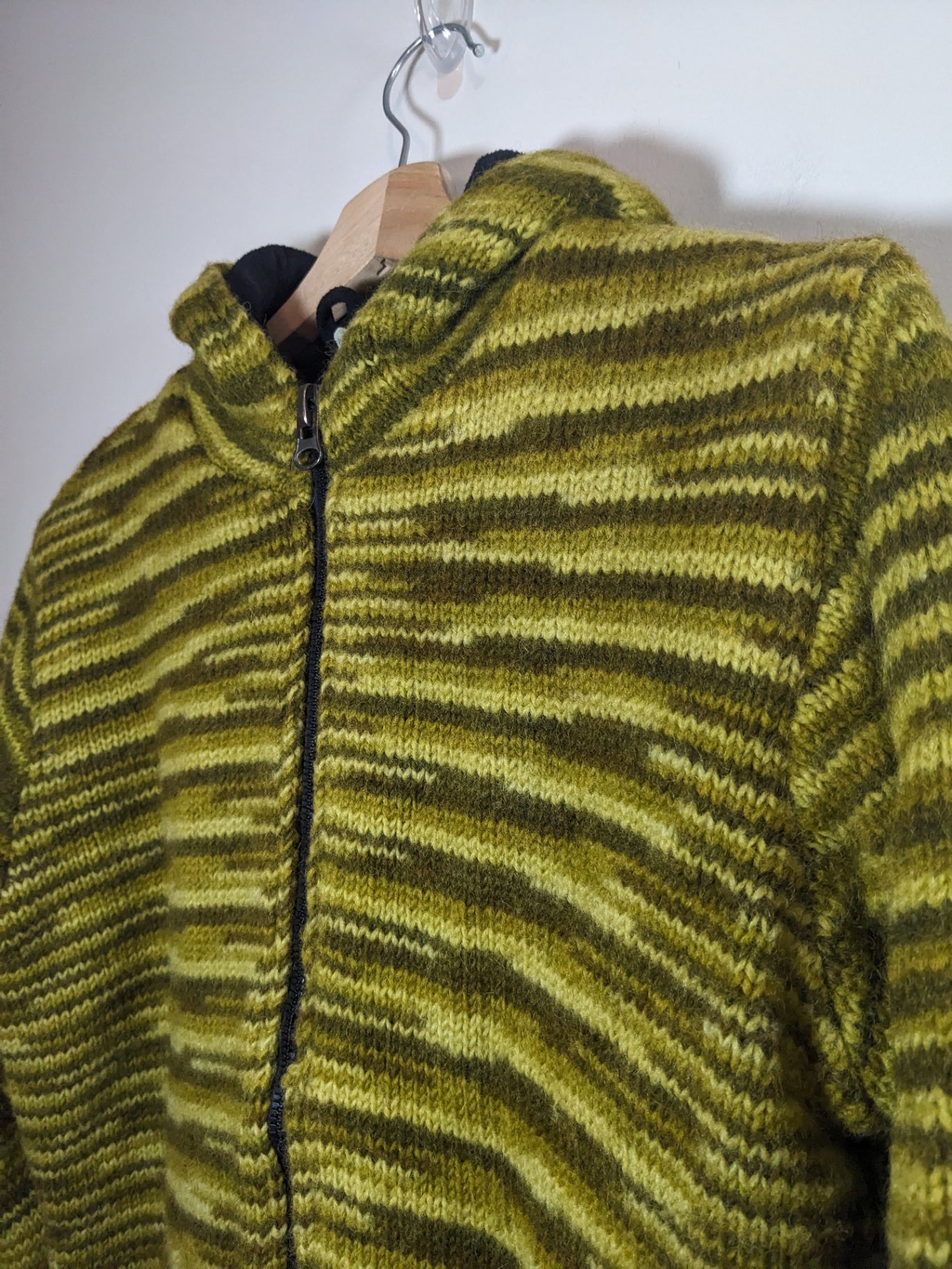 Green Wool Zip Up - L
