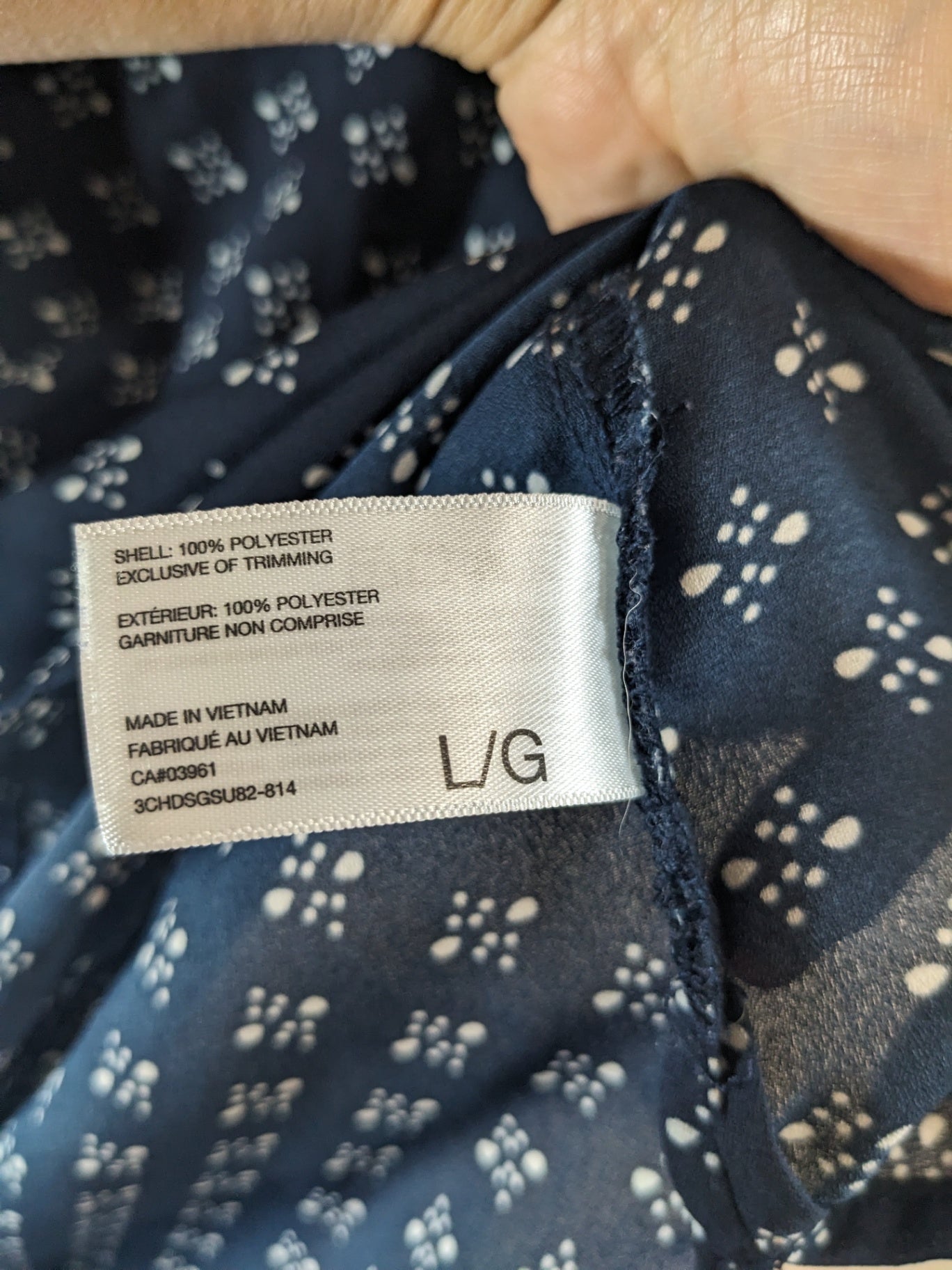 Alfred Sung Navy Patterned Blouse - L