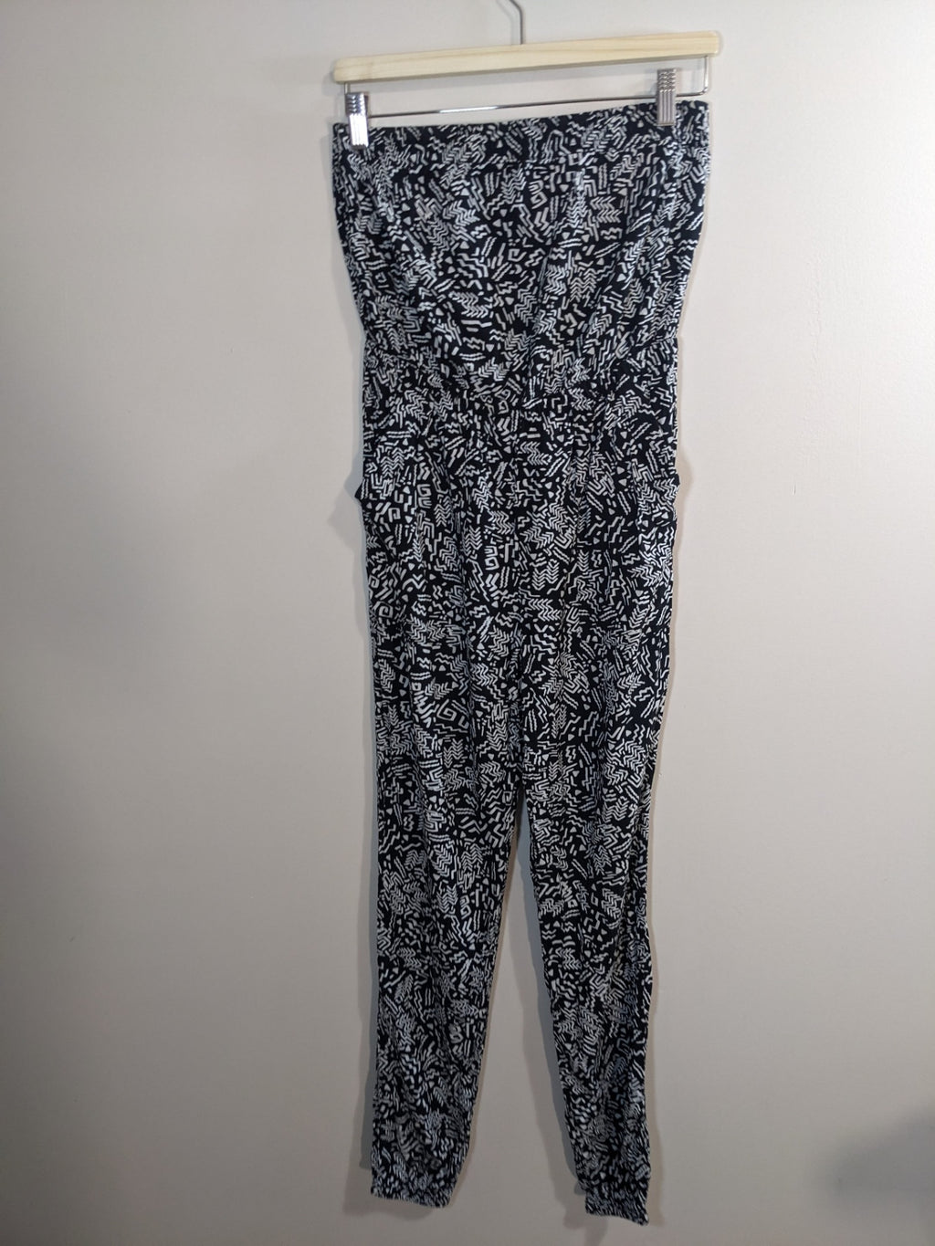 Garage Strapless Black & White Pattern Jumpsuit - XS