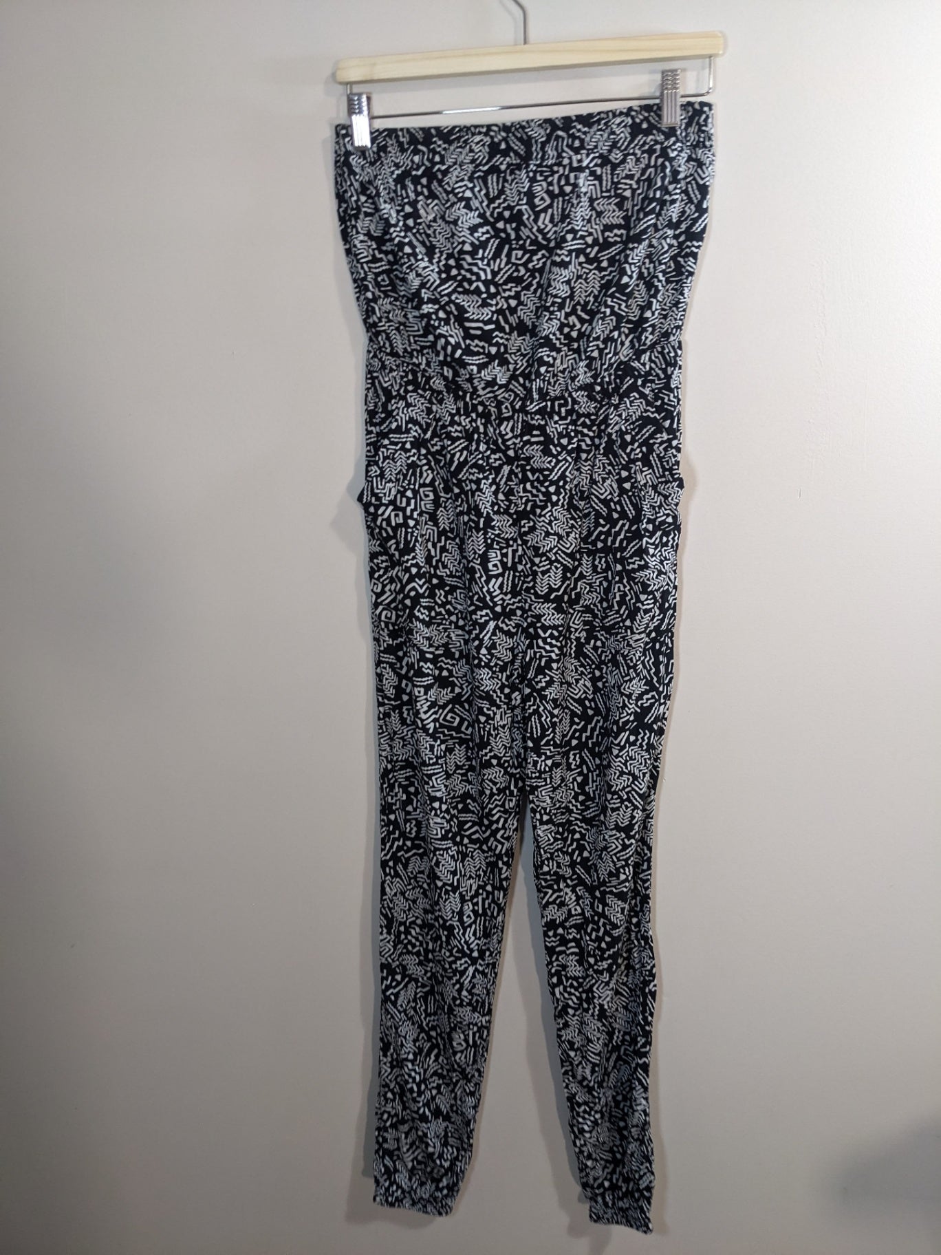 Garage Strapless Black & White Pattern Jumpsuit - XS