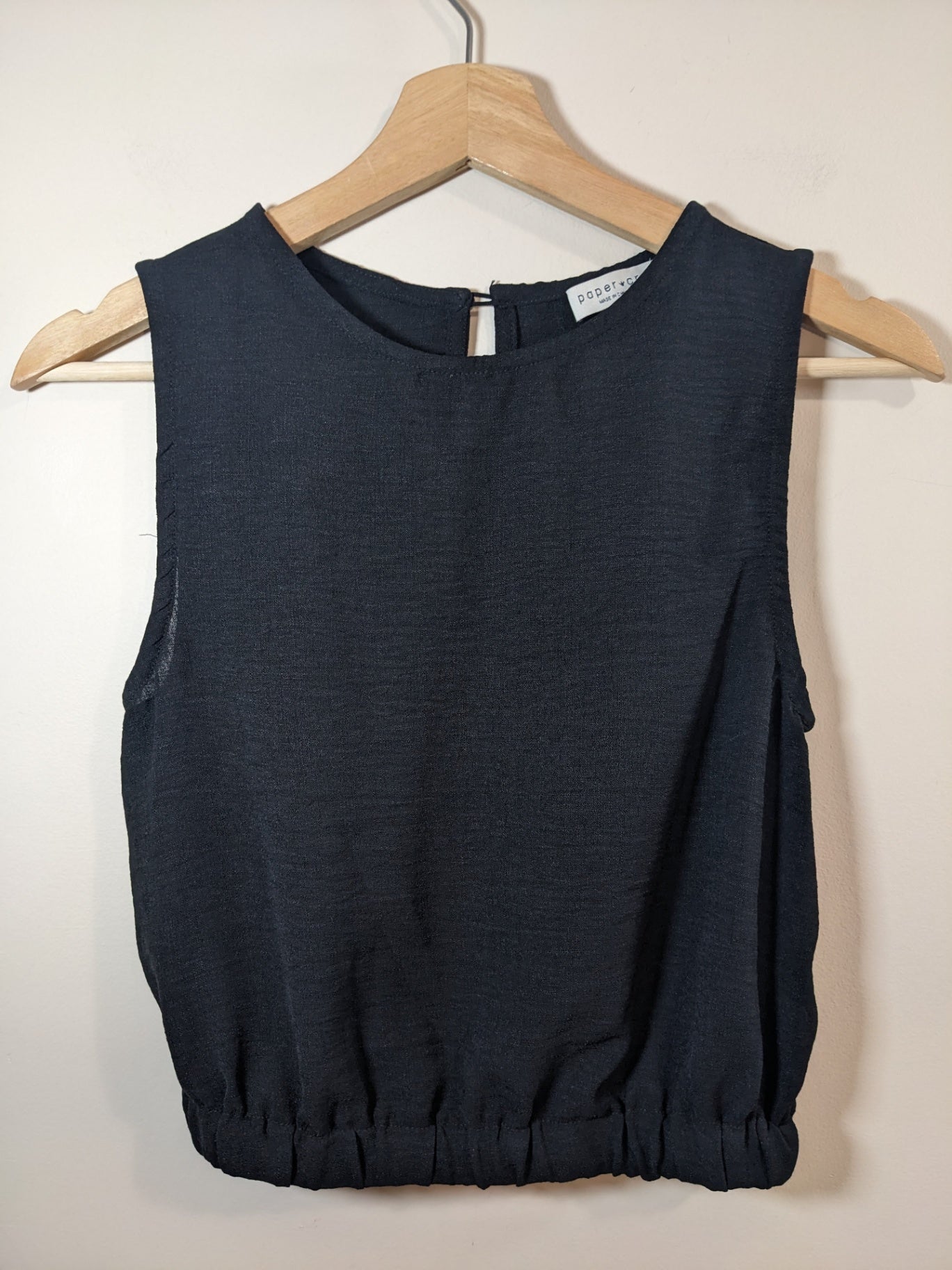 paper crane black crop blouse - S