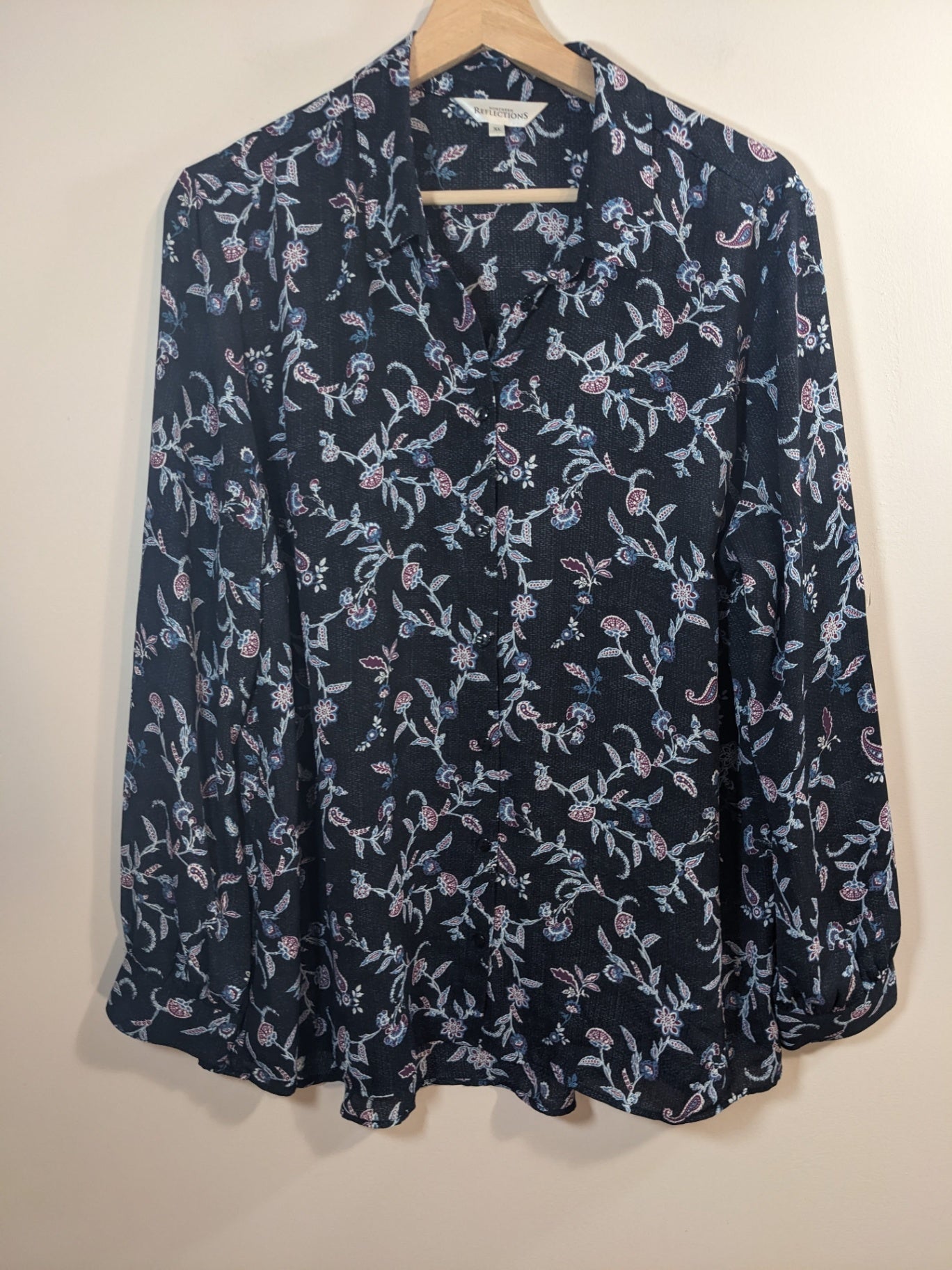 Northern Reflections Black Floral Blouse - XL