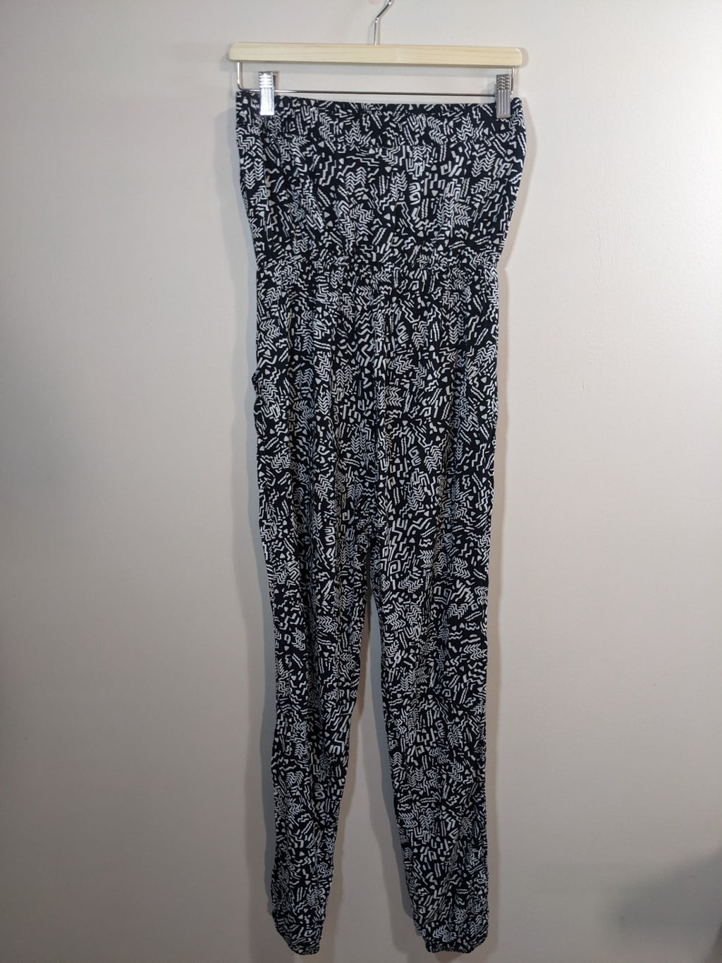 Garage Strapless Black & White Pattern Jumpsuit - XS