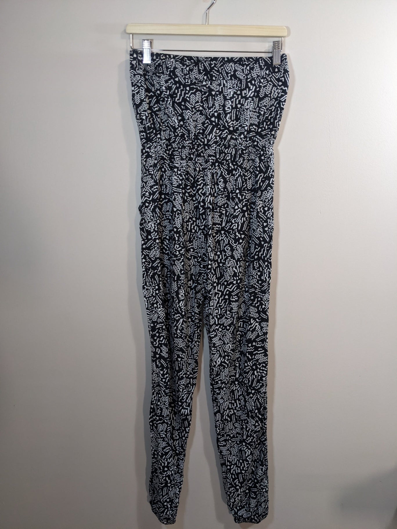 Garage Strapless Black & White Pattern Jumpsuit - XS