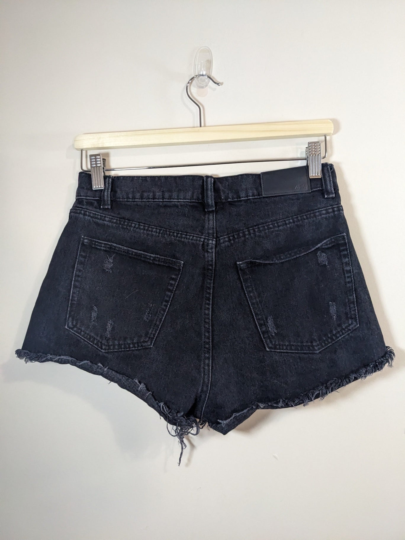 ZARA Distressed Black Denim Shorts - sz 4