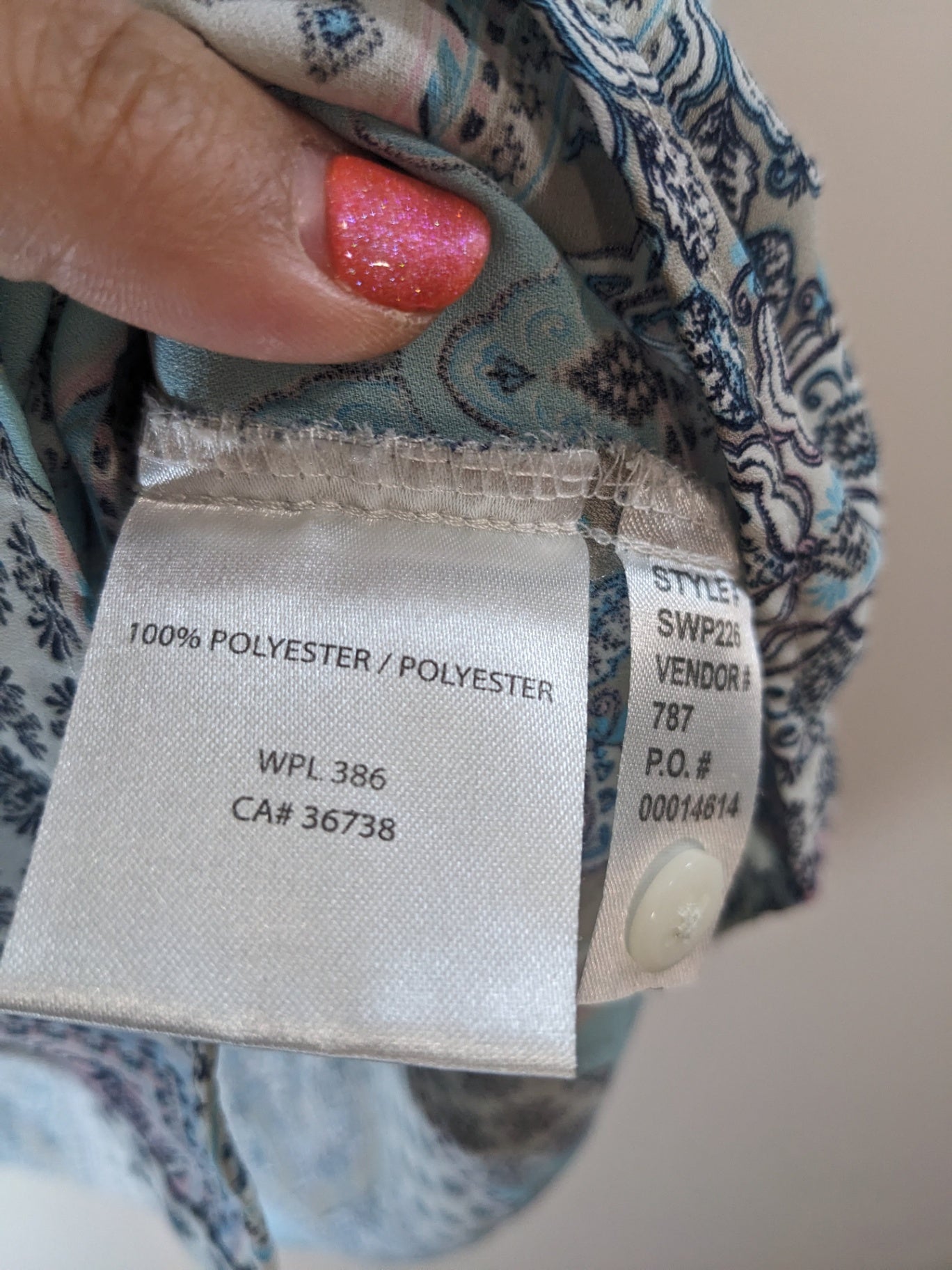 Haggar Clothing Paisley Blouse - XL