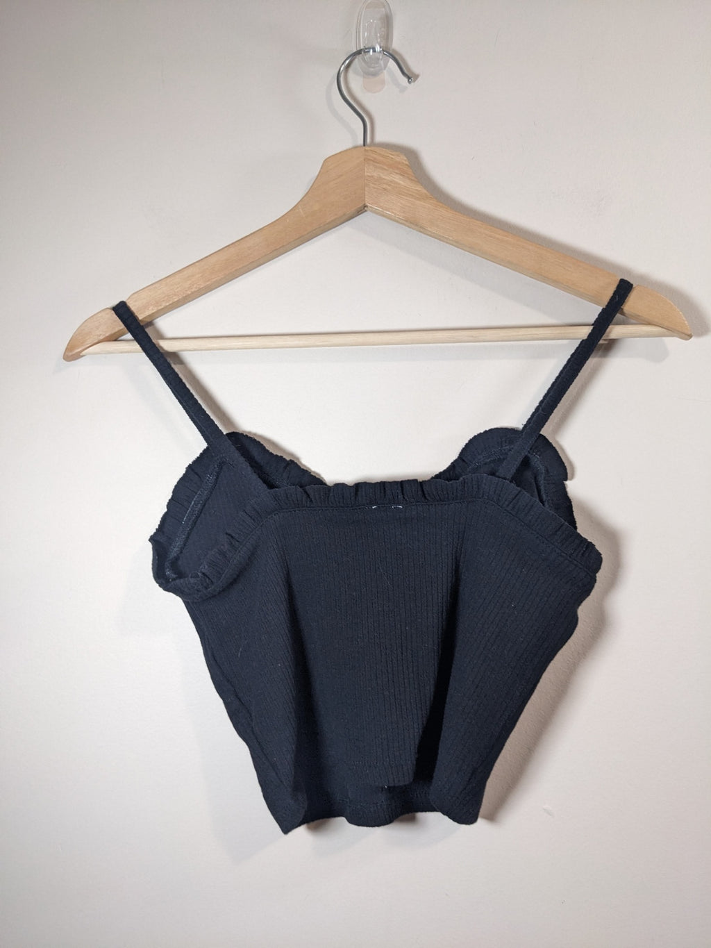 Garage Ribbed Black Crop Tank - S