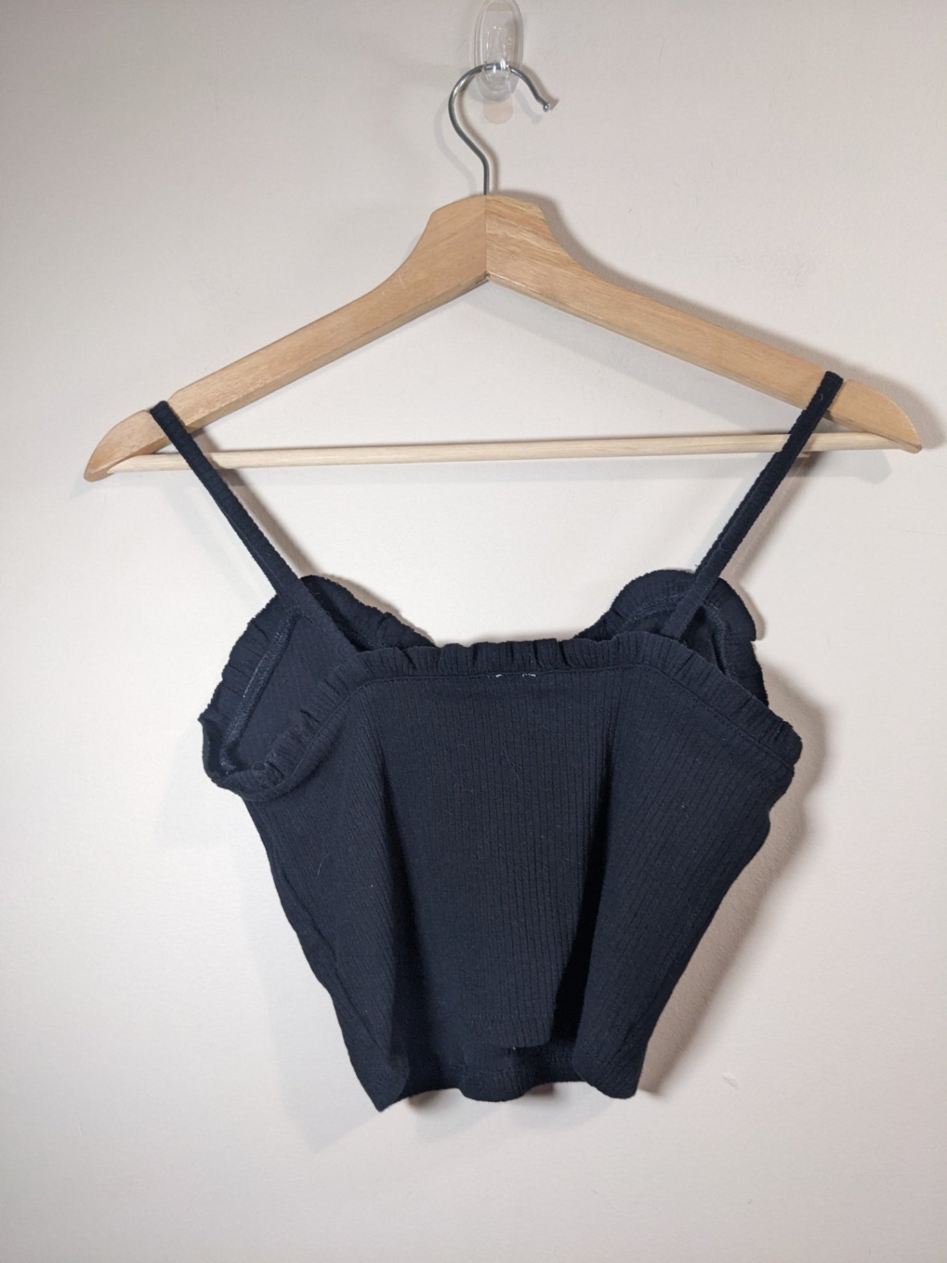 Garage Ribbed Black Crop Tank - S