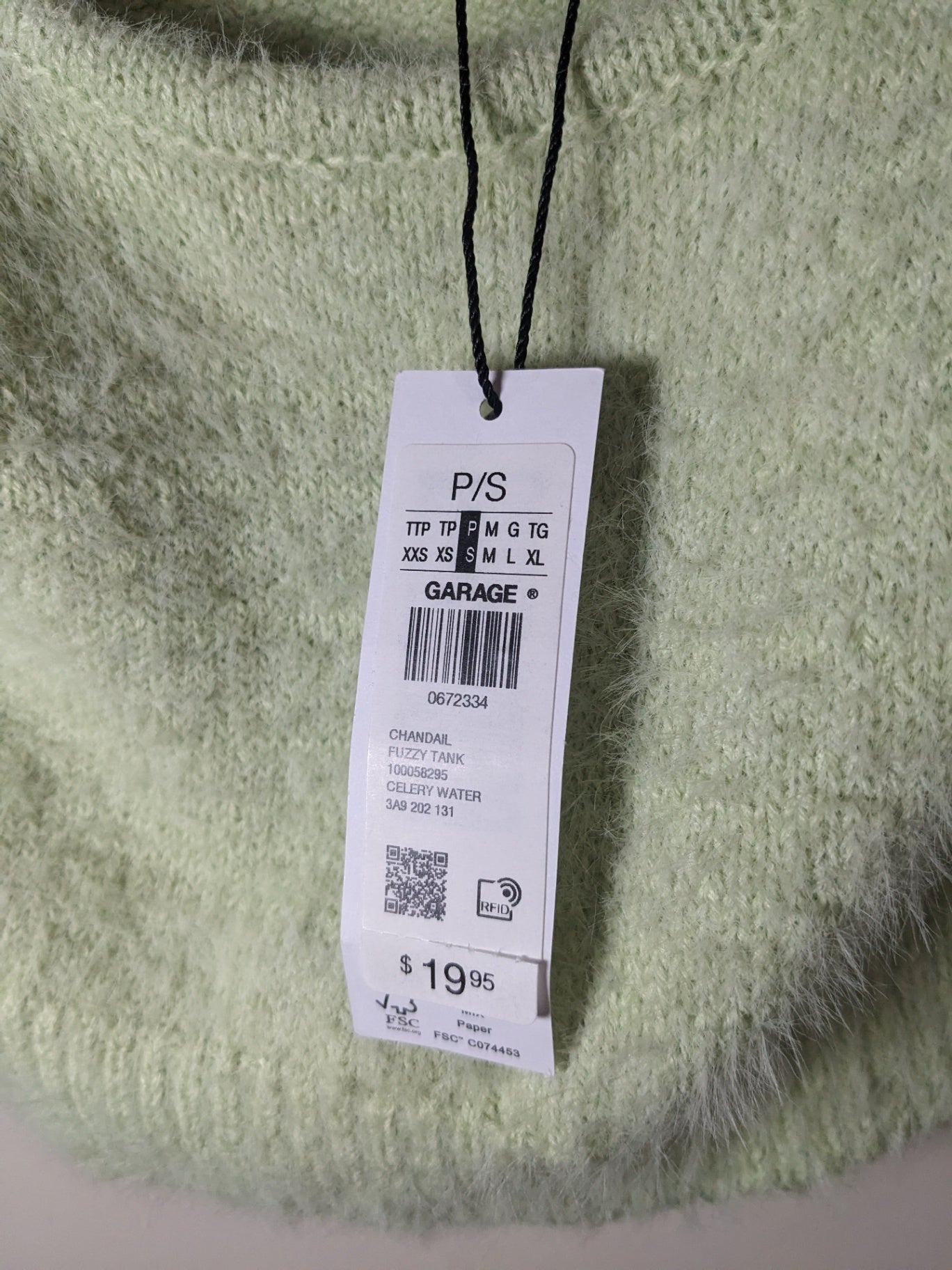 NWT Garage Green Knit Crop Tank - S