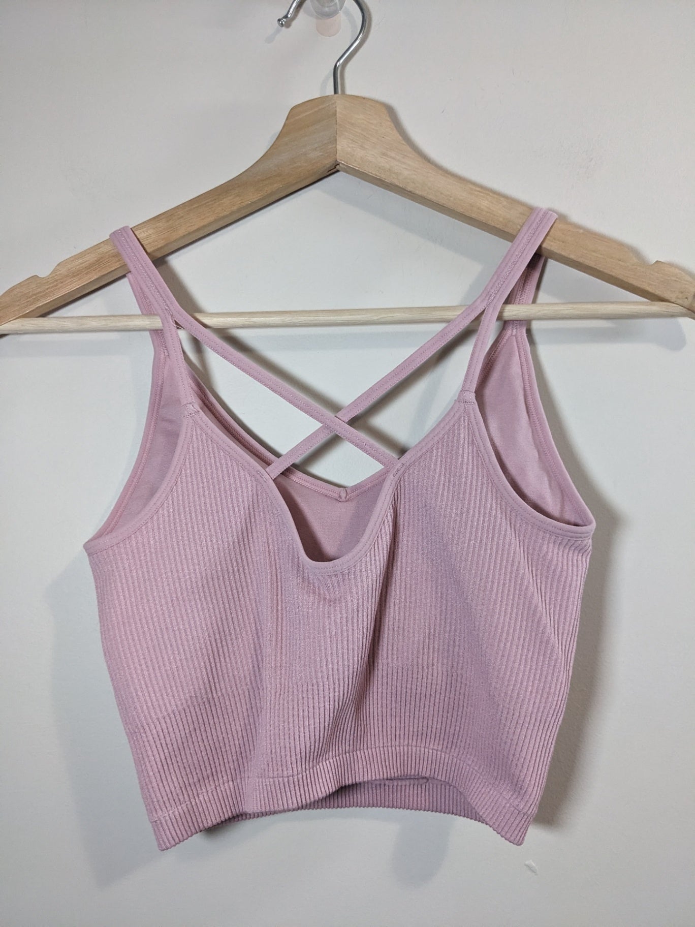 Lemon Pink Ribbed Crop Tank - S