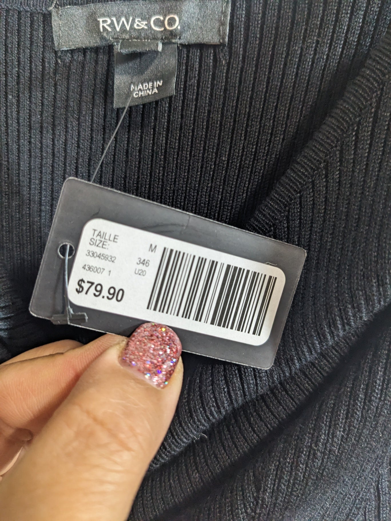 NWT RW&CO Black Knit Dress - M
