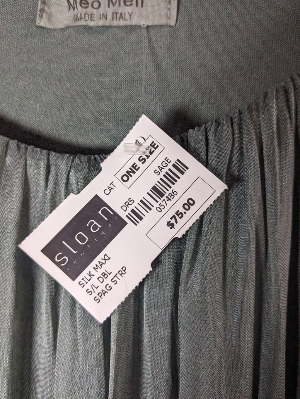 NWT Meo Meli Silk Green Maxi Dress - One Size