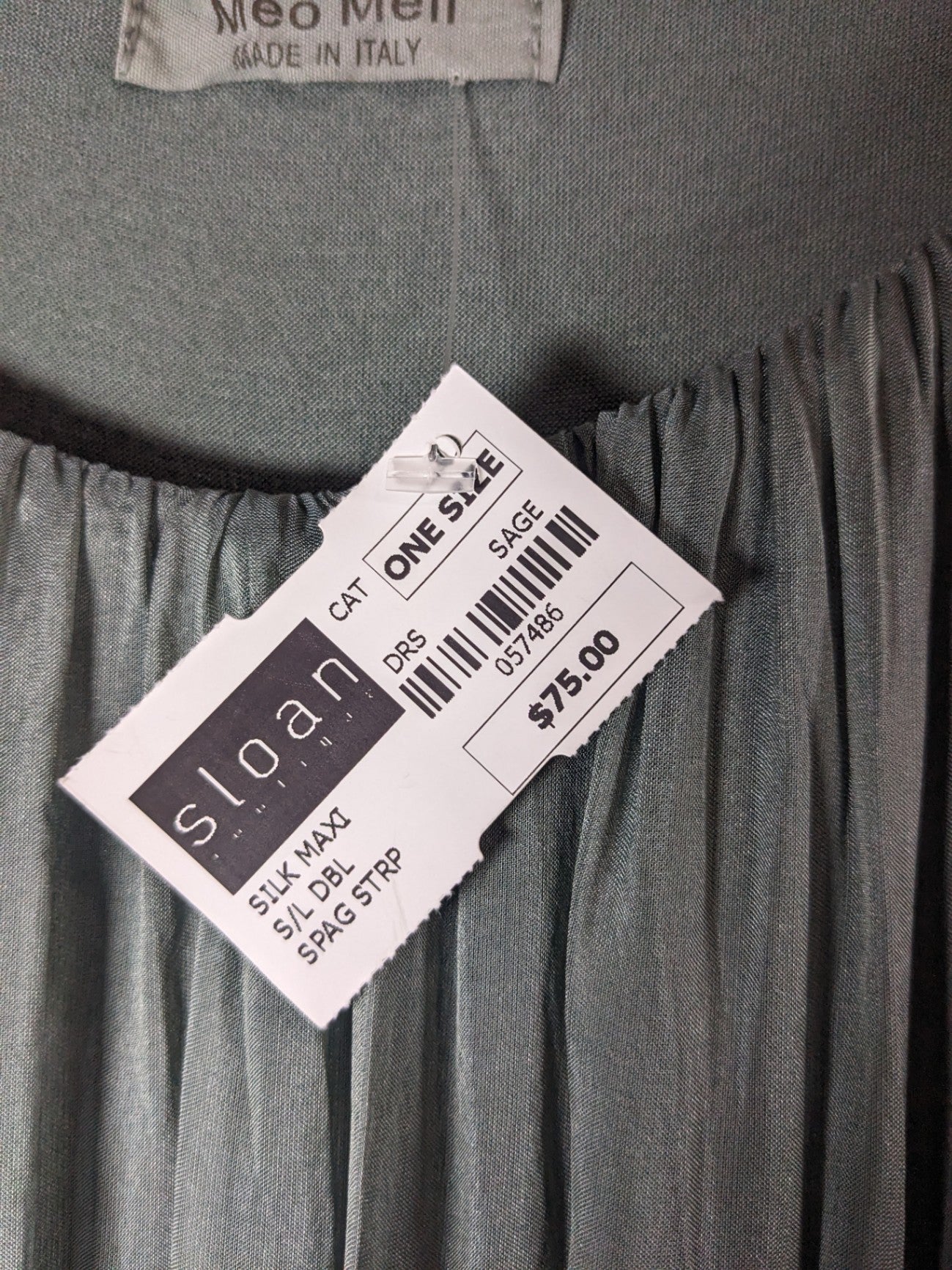 NWT Meo Meli Silk Green Maxi Dress - One Size