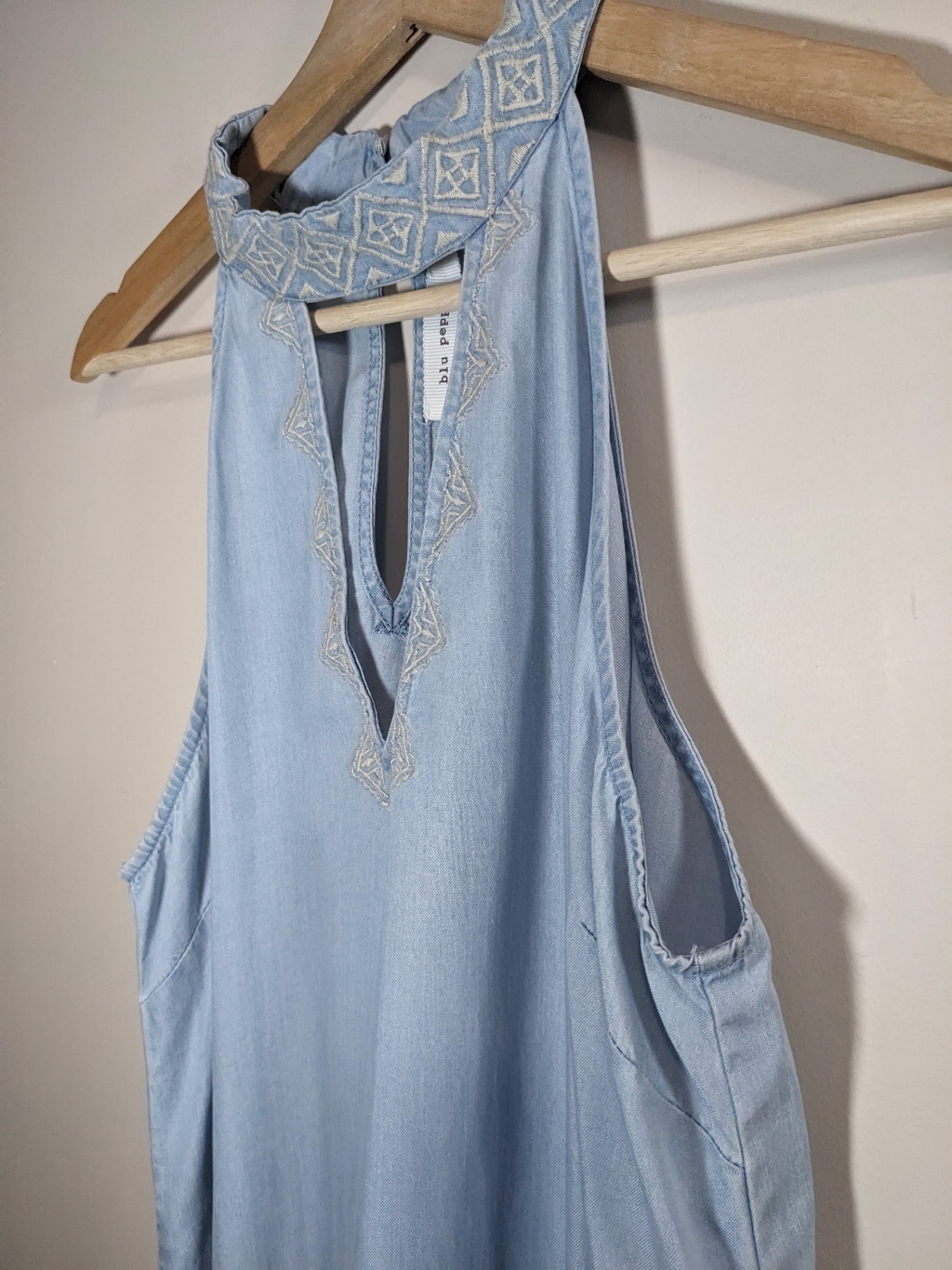 blu pepper halter denim style dress - S