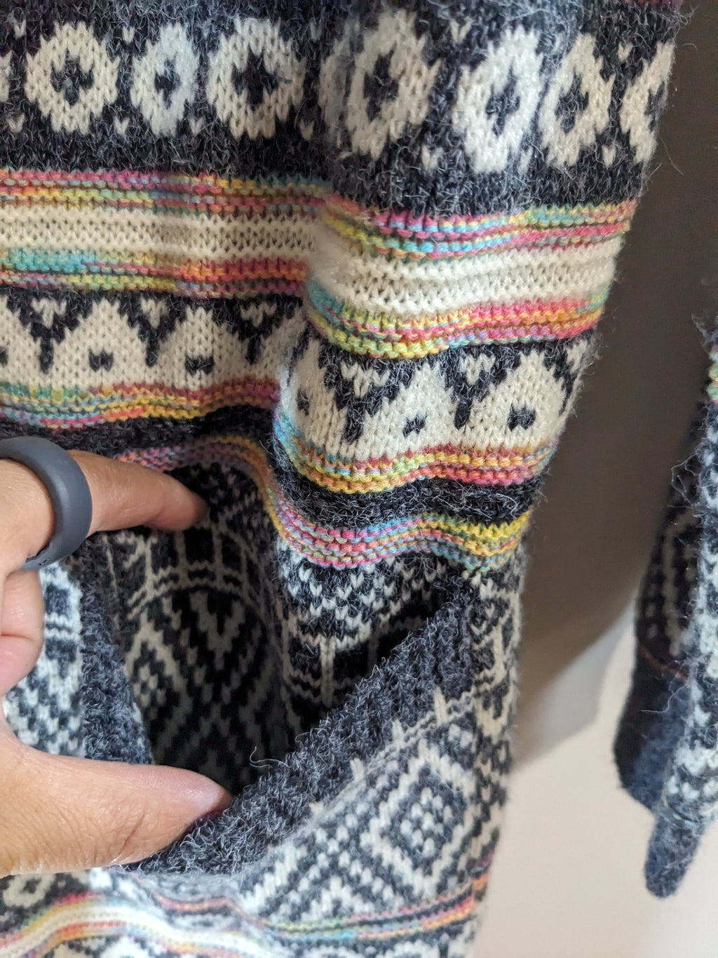 Monteau Patterned Hooded Cardigan - XS