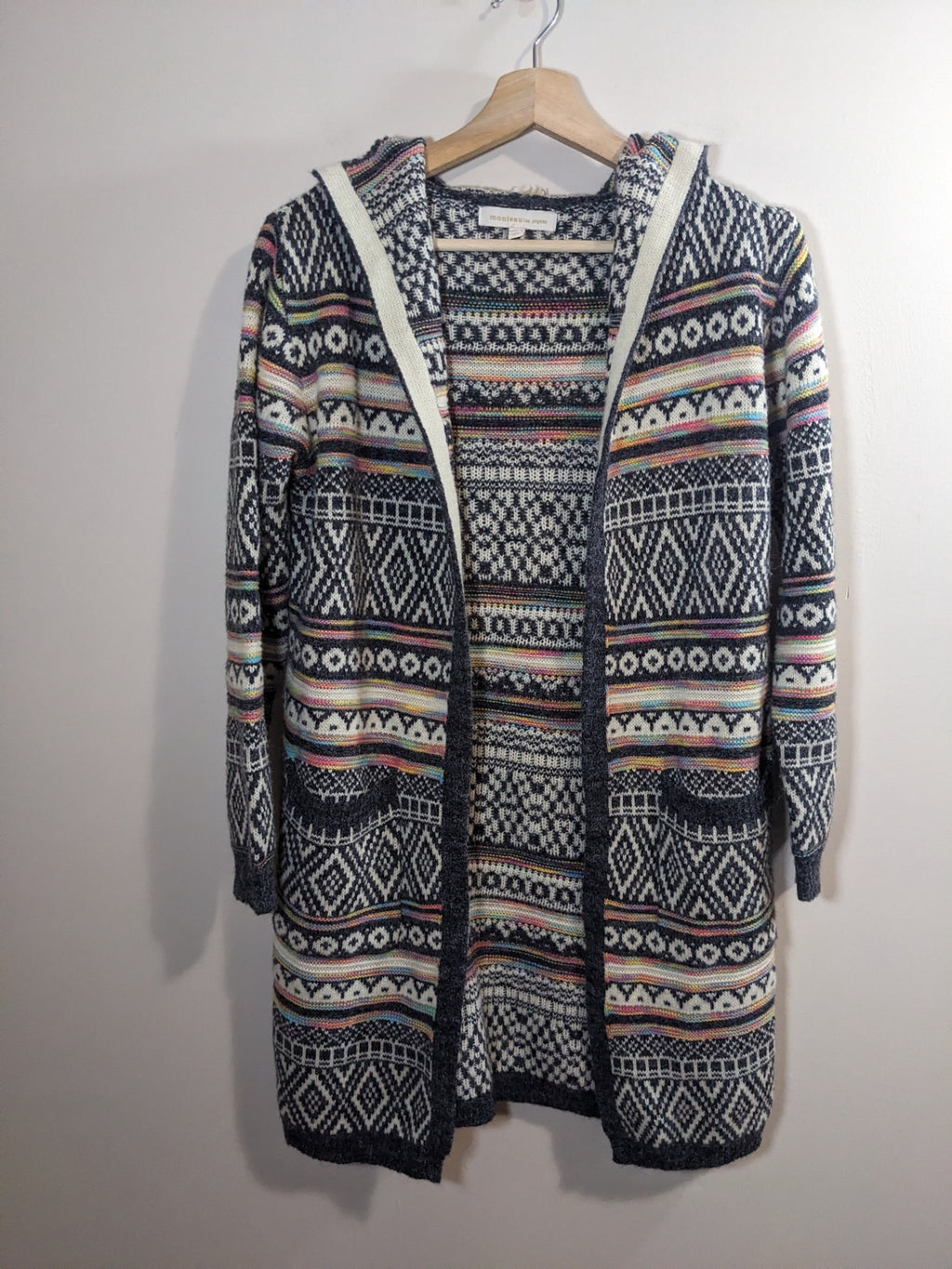 Monteau Patterned Hooded Cardigan - XS