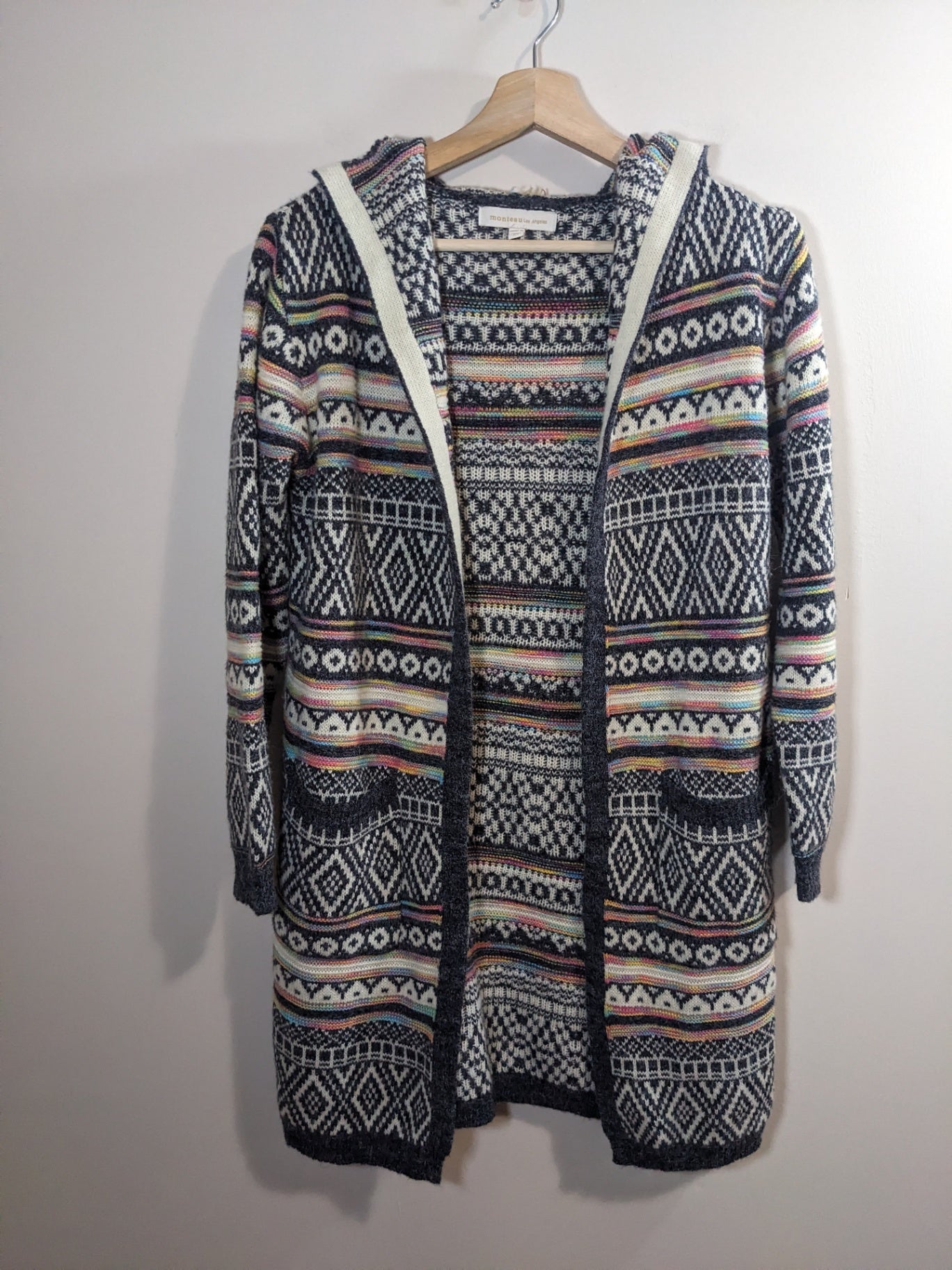Monteau Patterned Hooded Cardigan - XS