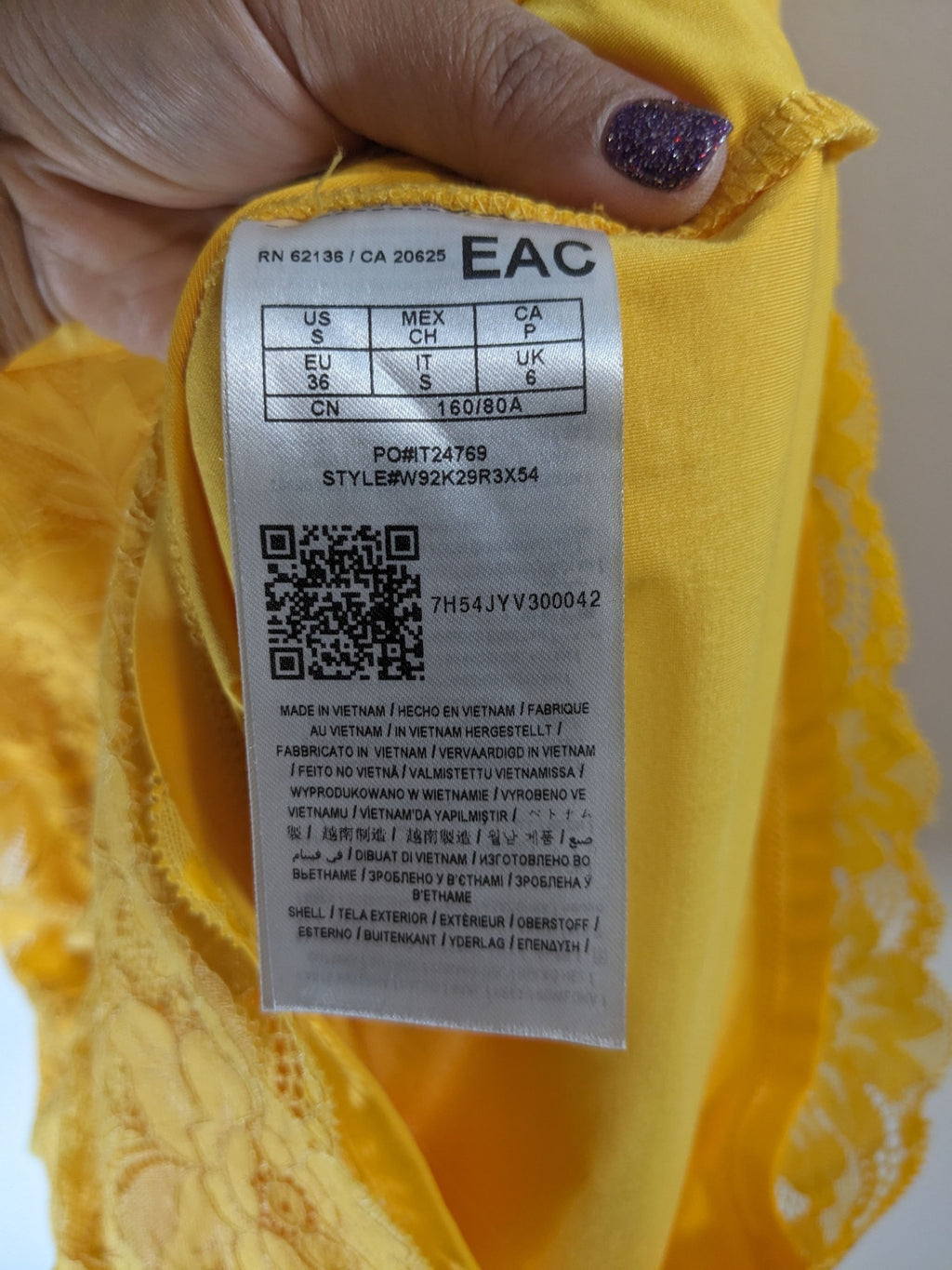 Guess Yellow Lace Dress - S