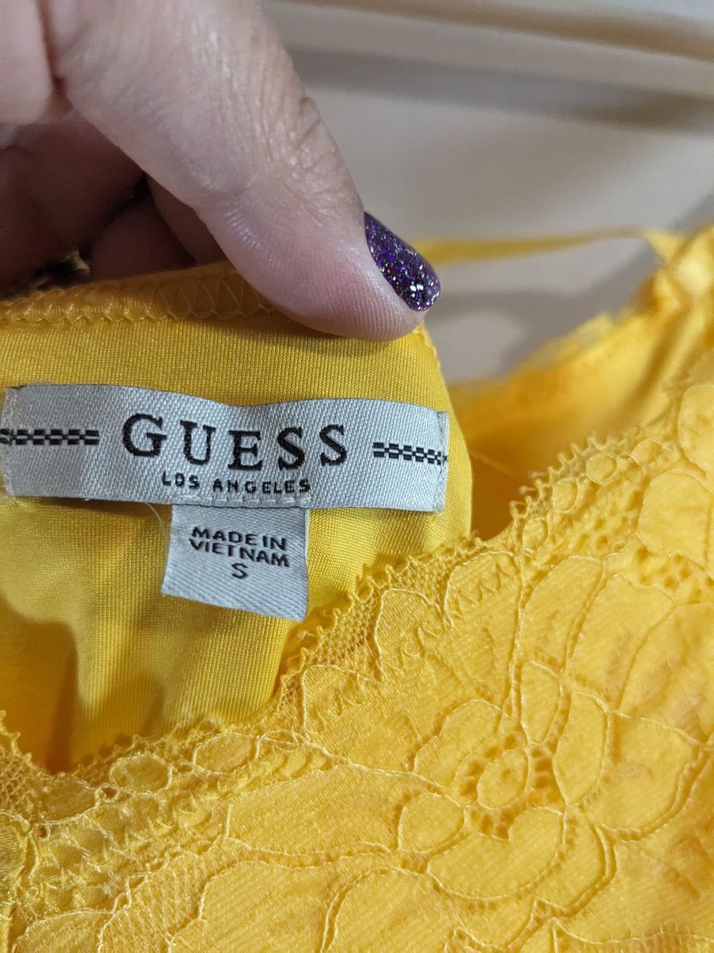 Guess Yellow Lace Dress - S