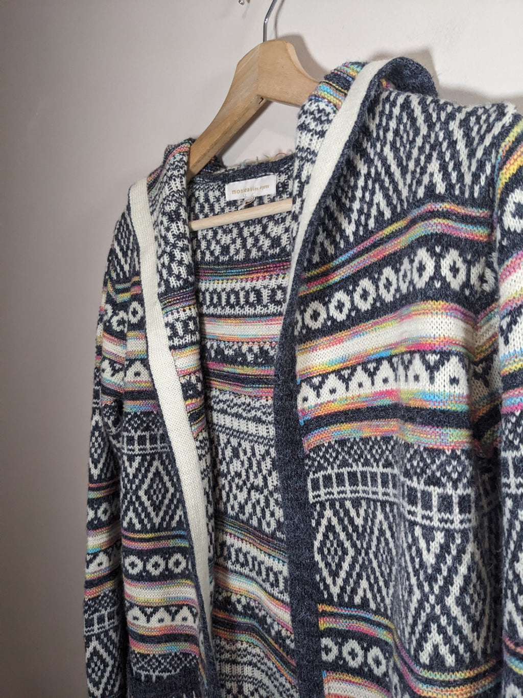 Monteau Patterned Hooded Cardigan - XS