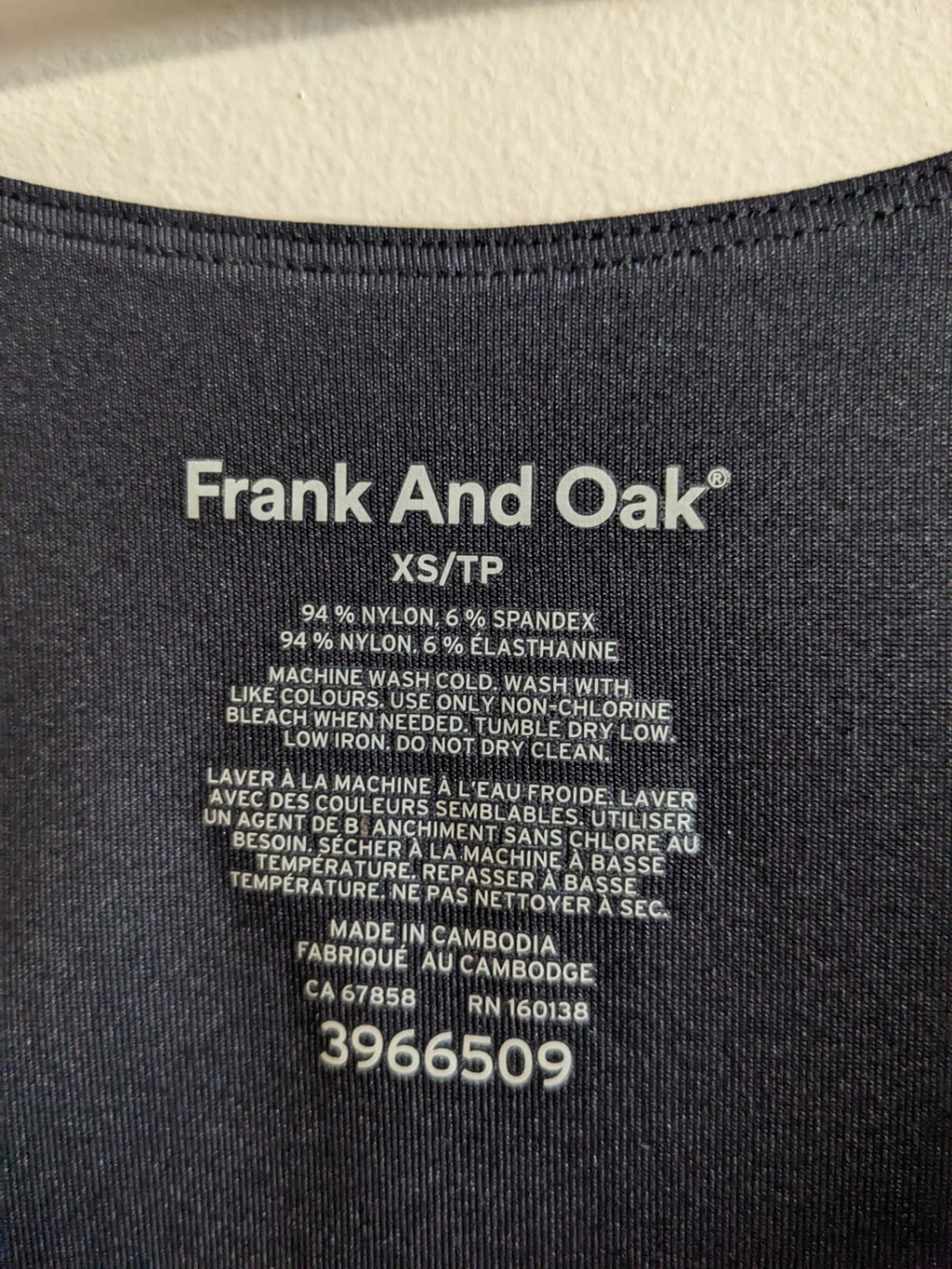 Frank And Oak Black Tank - XS