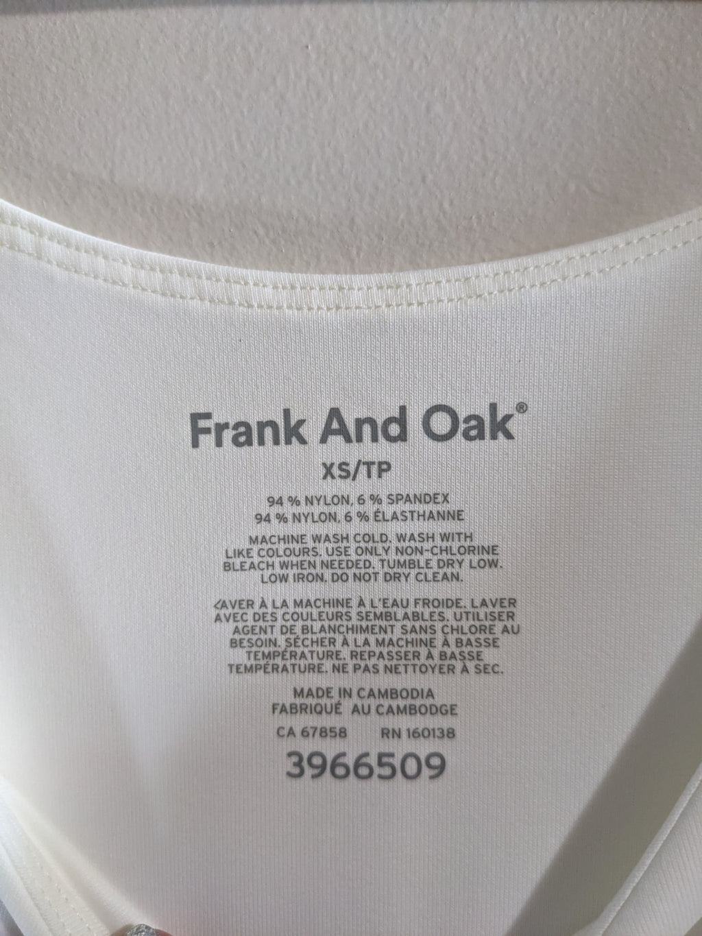 Frank And Oak White Tank - XS